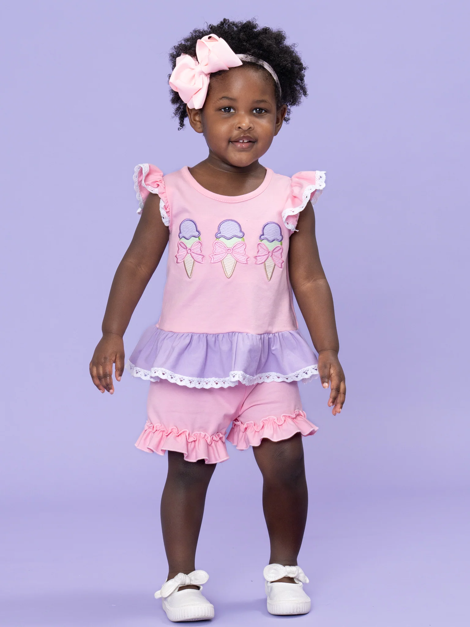 Sweet Scoops Embroidered Cotton Ruffle Outfit - Image 5