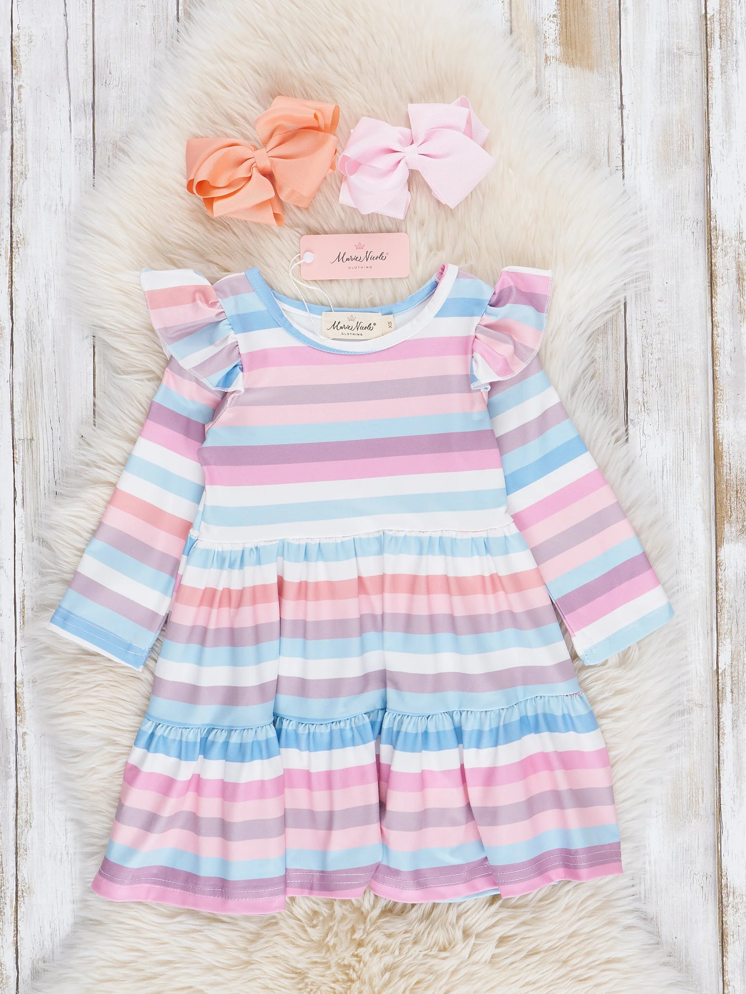 Sweet Sherbet Stripes Tiered Ruffle Dress