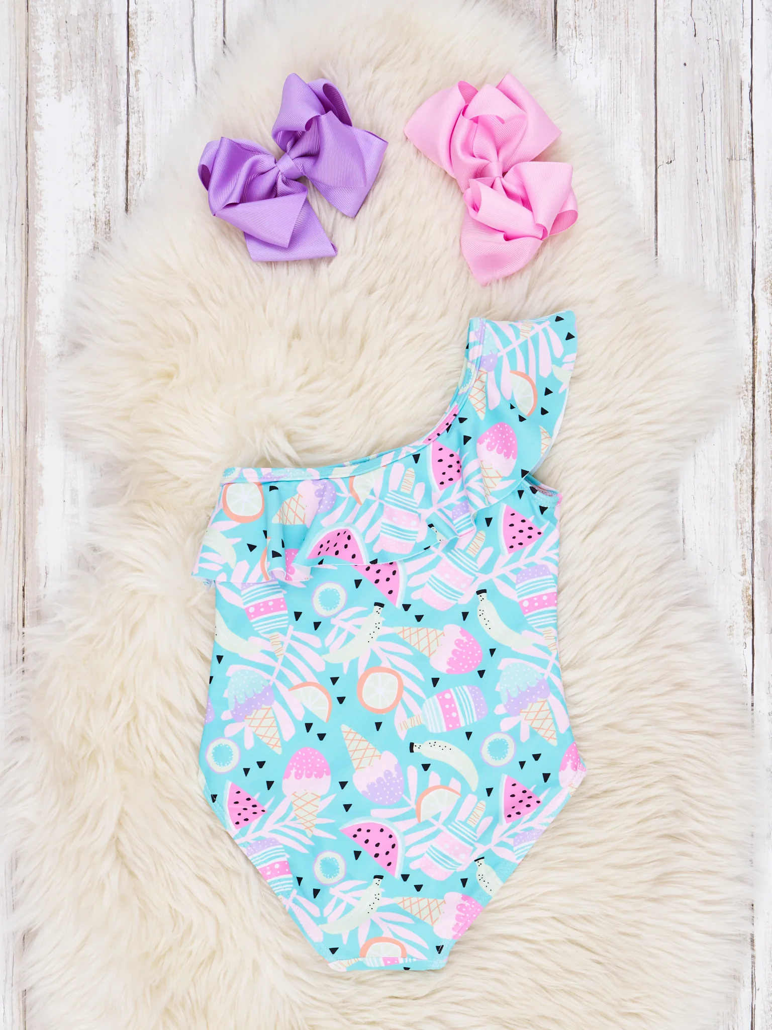 Sweet Treats Asymmetrical Ruffle Swimsuit - Image 2