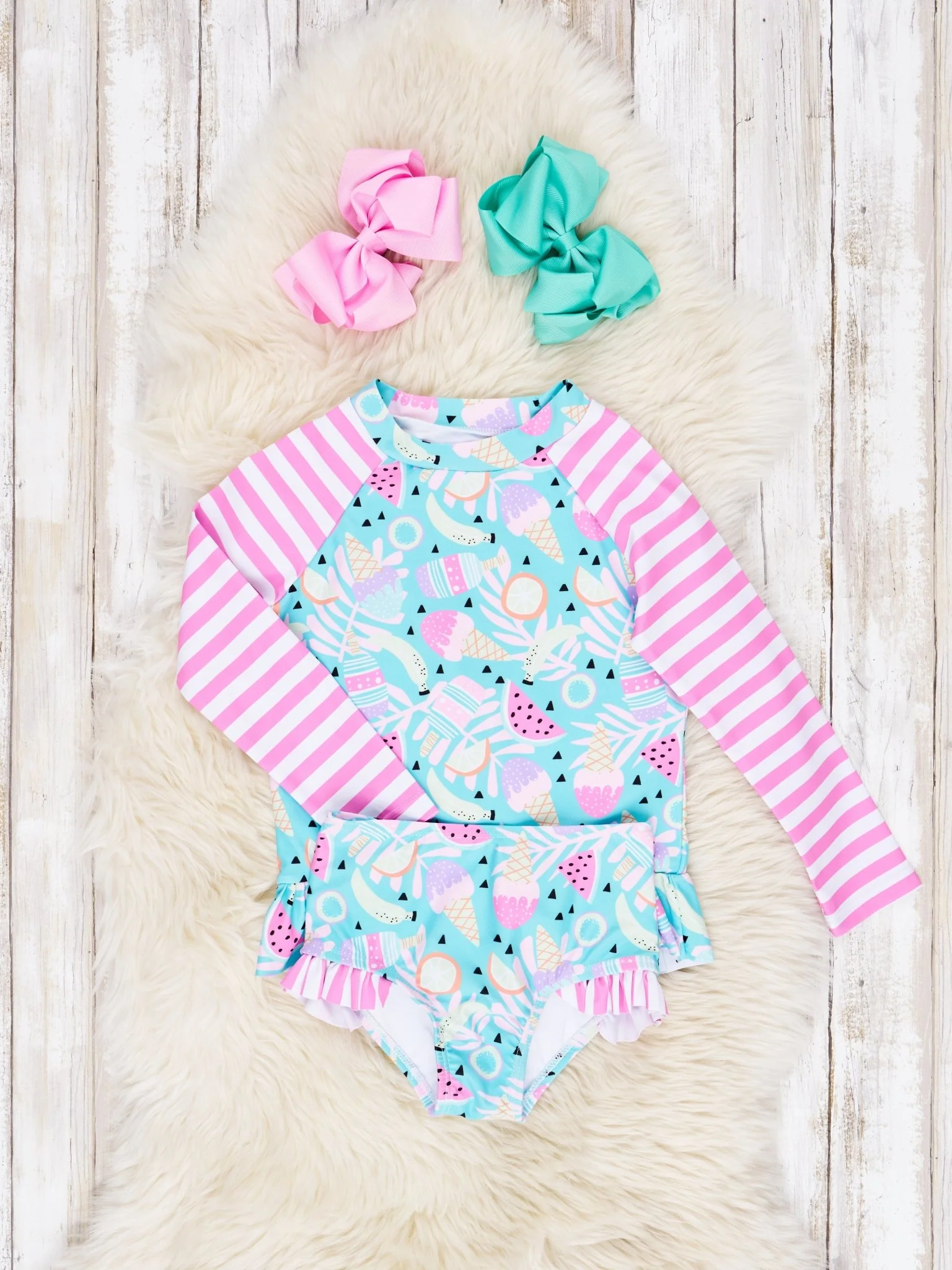 Sweet Treats Ruffle Rash Guard Swimsuit - Image 2
