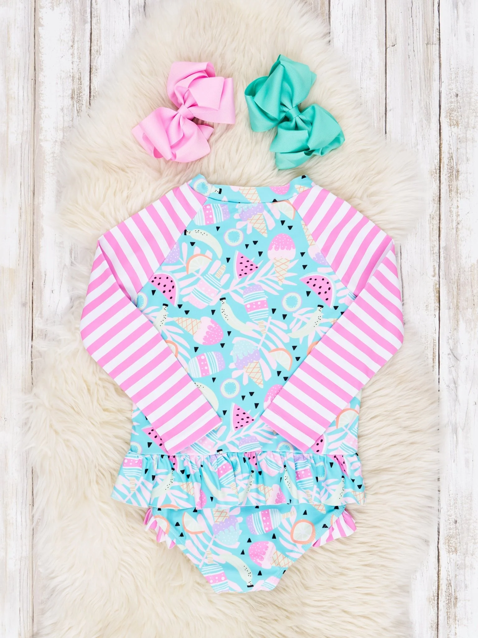 Sweet Treats Ruffle Rash Guard Swimsuit - Image 3