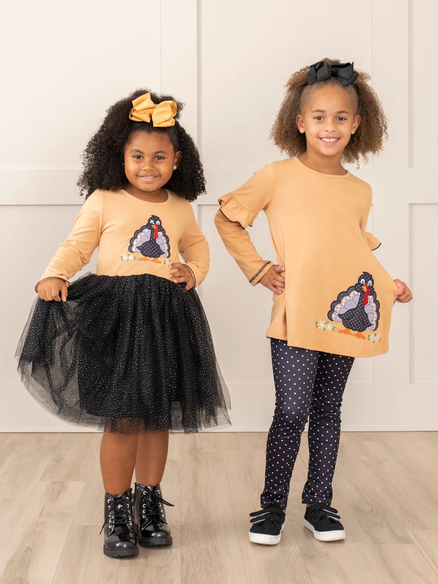 Tan & Black Embroidered Turkey Ruffle Outfit - Image 5