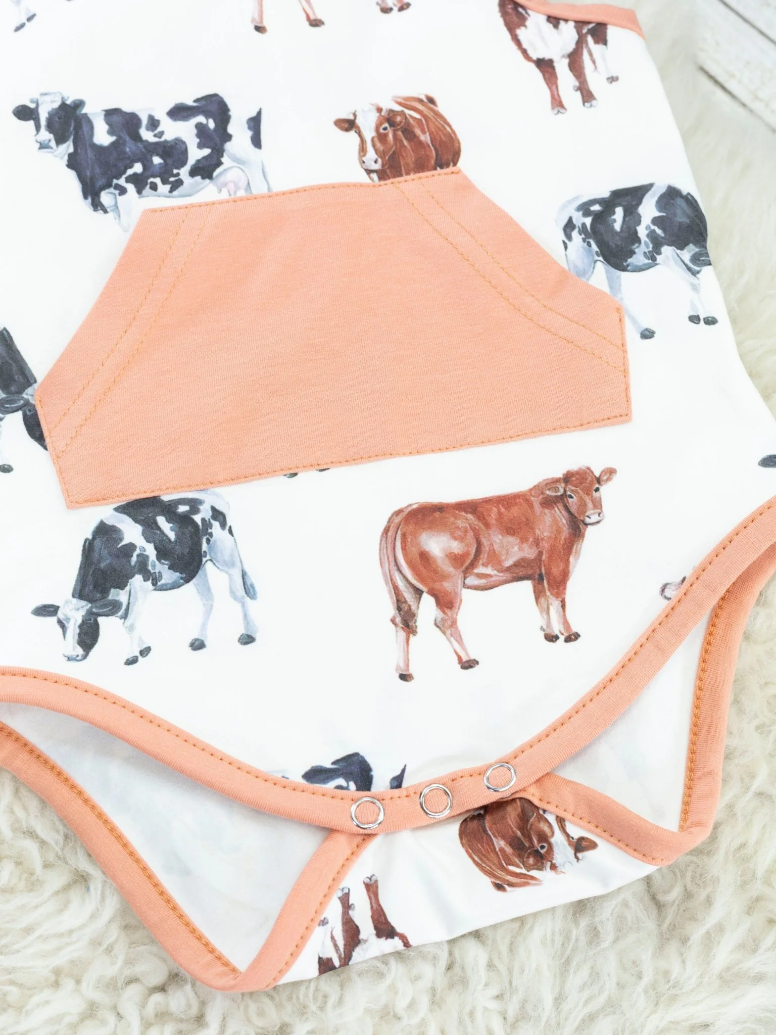Tan Cow Hoodie Romper - Image 3