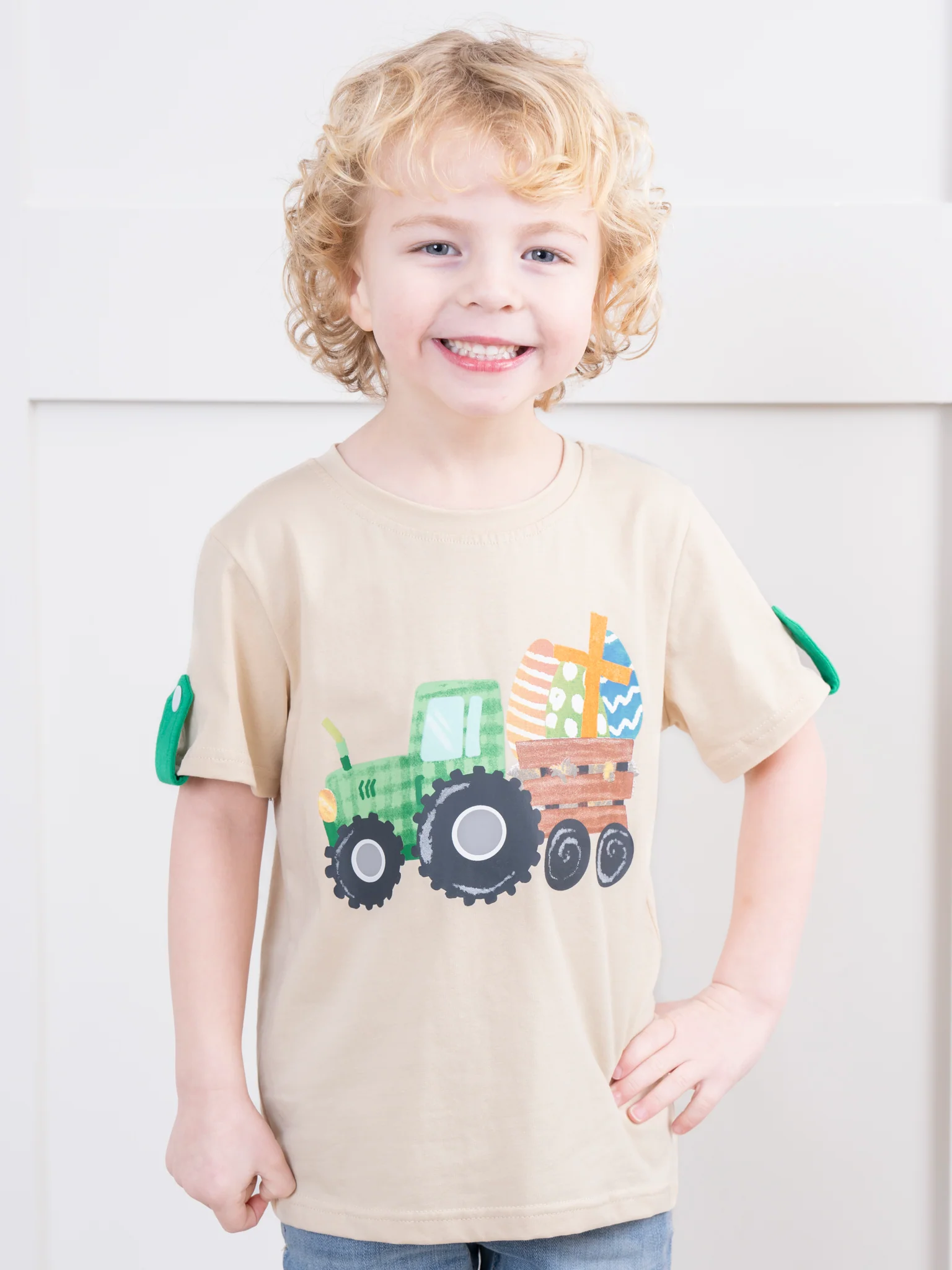 Tan Easter Tractor Shirt