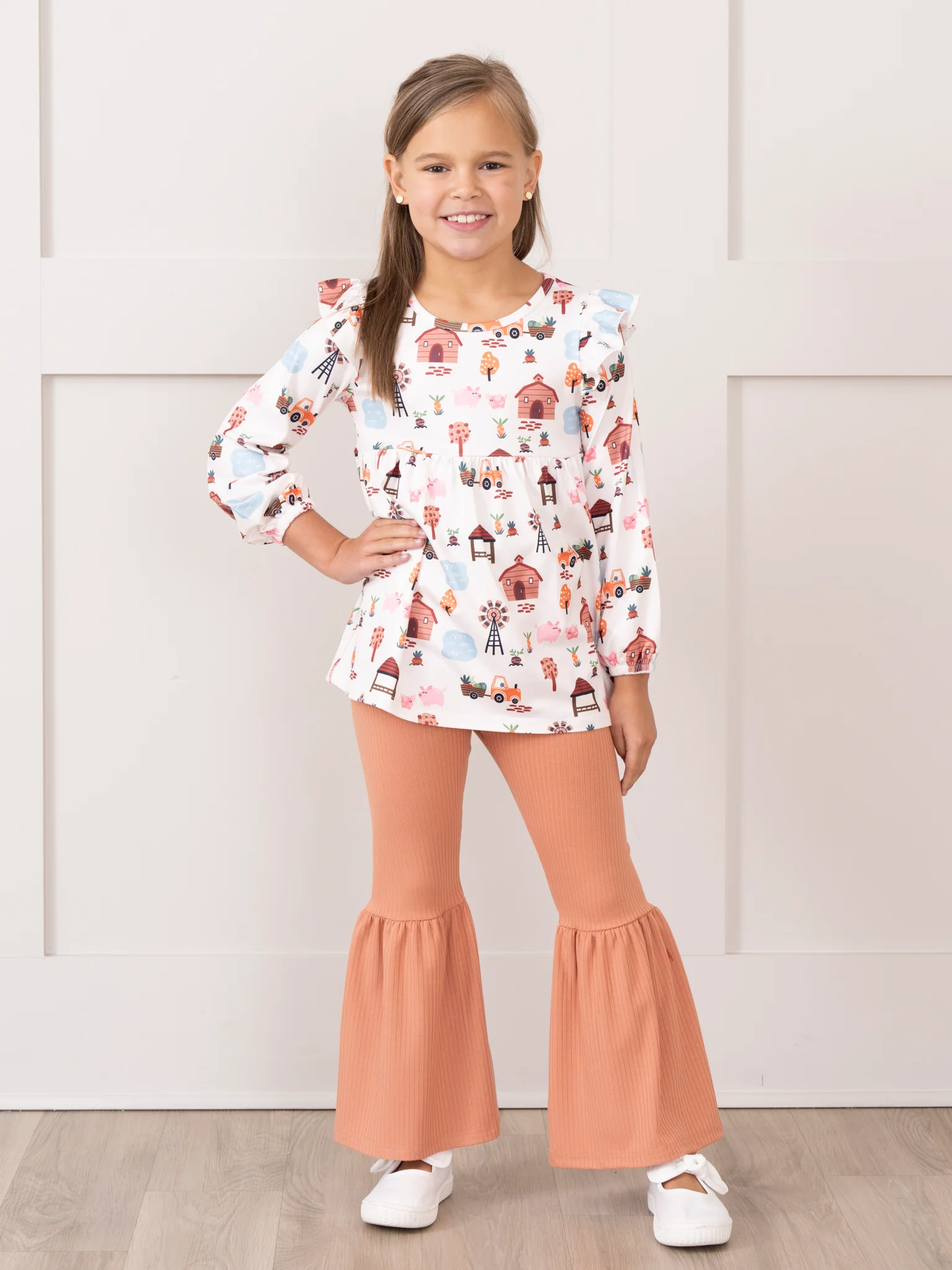 Tan Farmhouse Bell Bottom Outfit