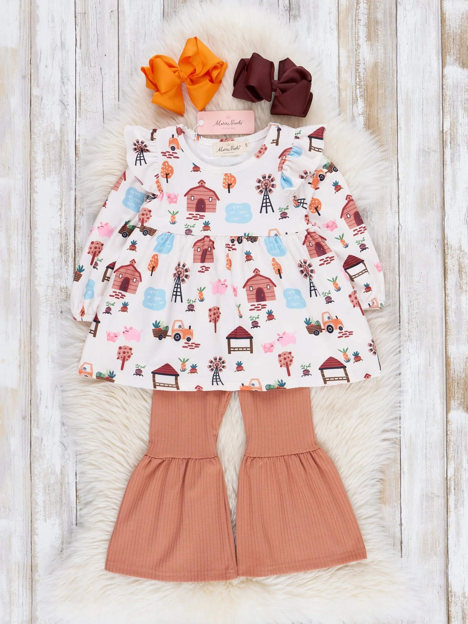 Tan Farmhouse Bell Bottom Outfit - Image 2