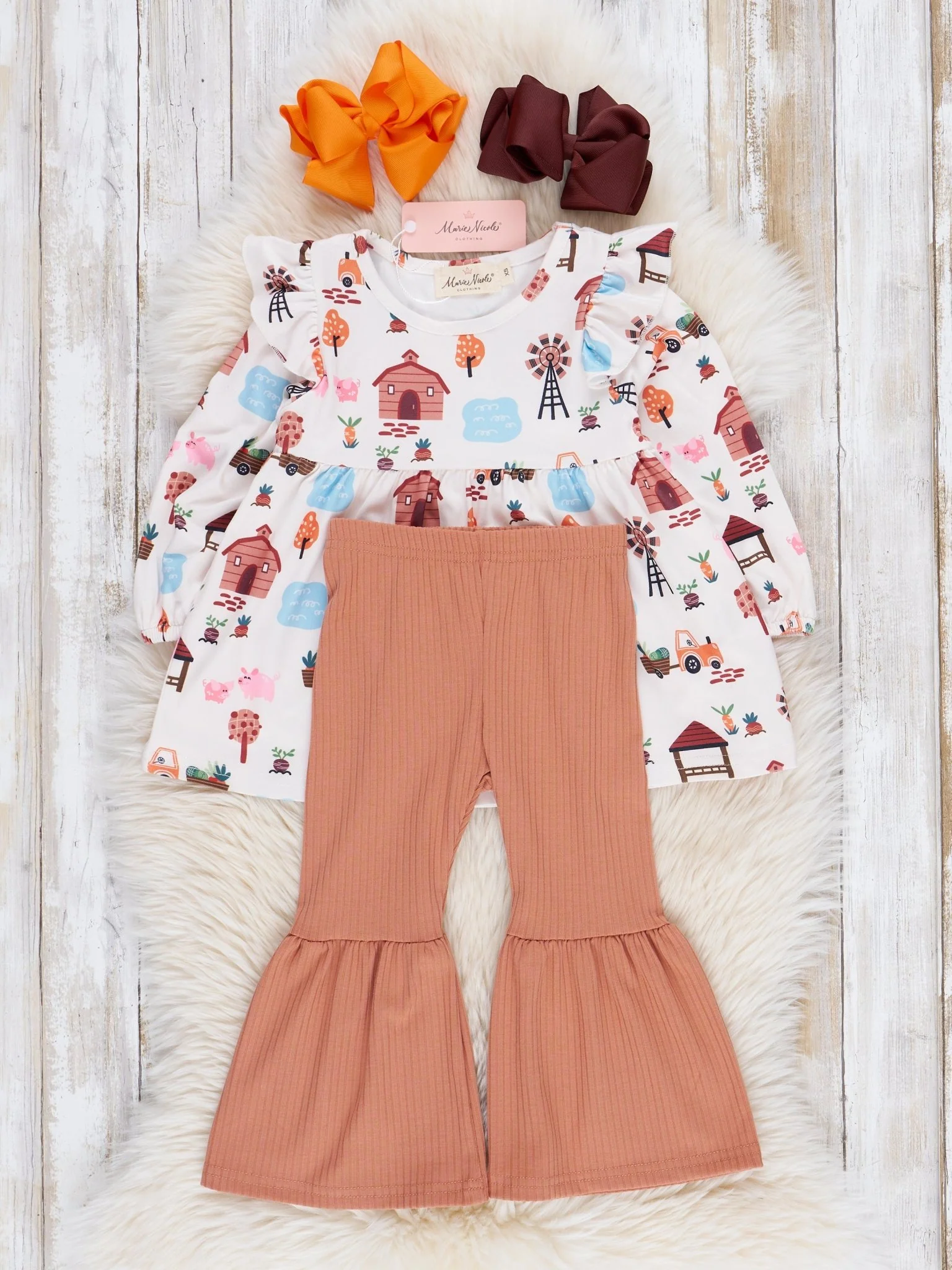 Tan Farmhouse Bell Bottom Outfit - Image 3