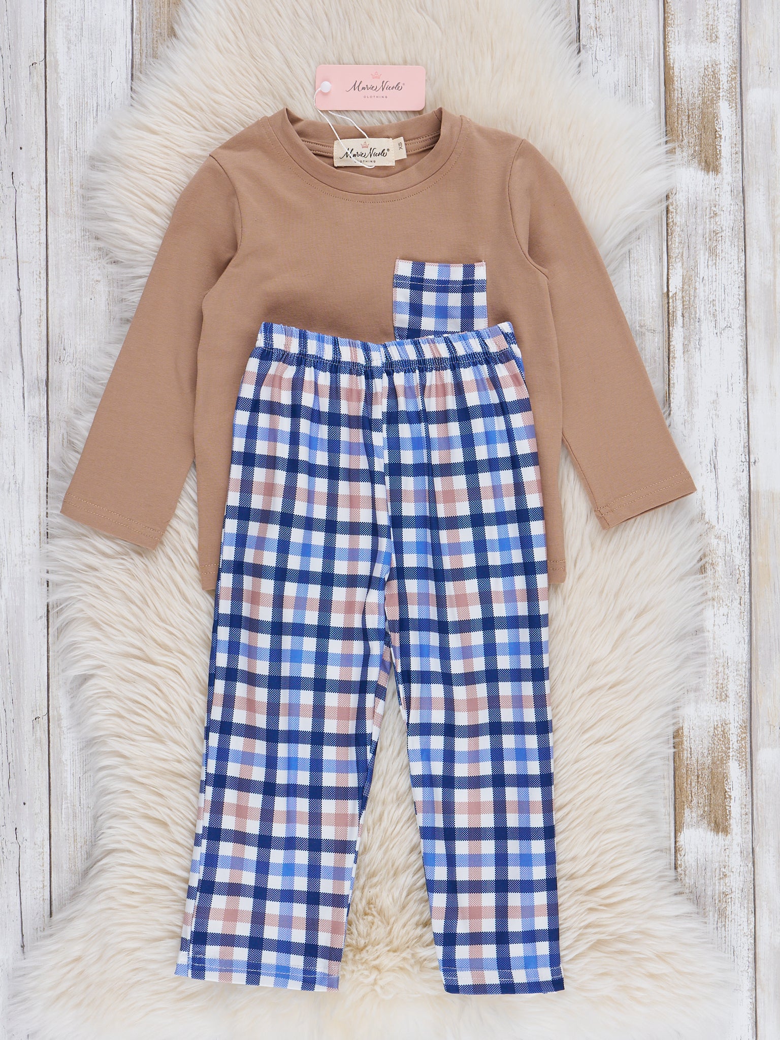 Tan & Navy Plaid Outfit - Image 2