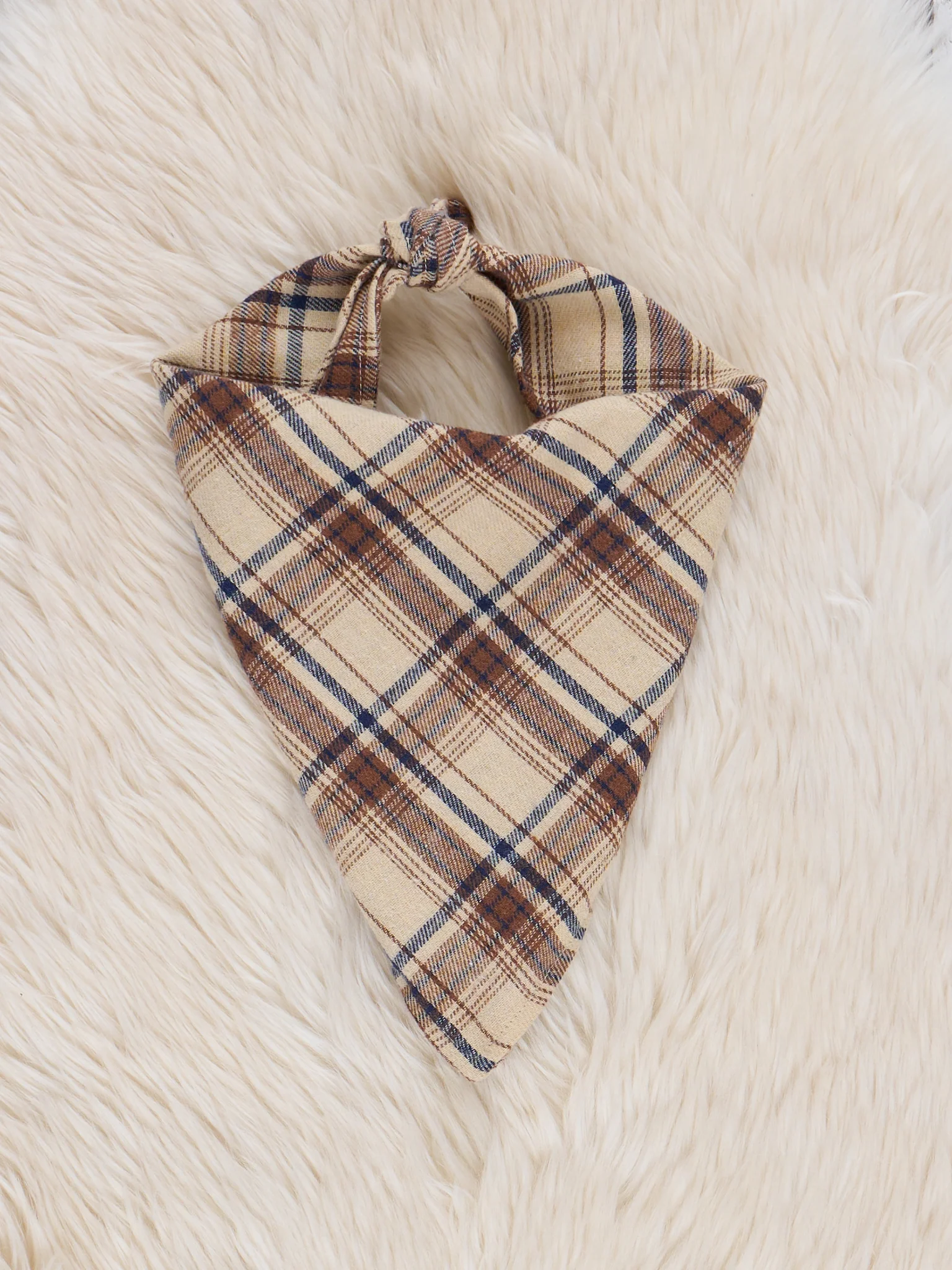Tan Plaid Dog Bandana