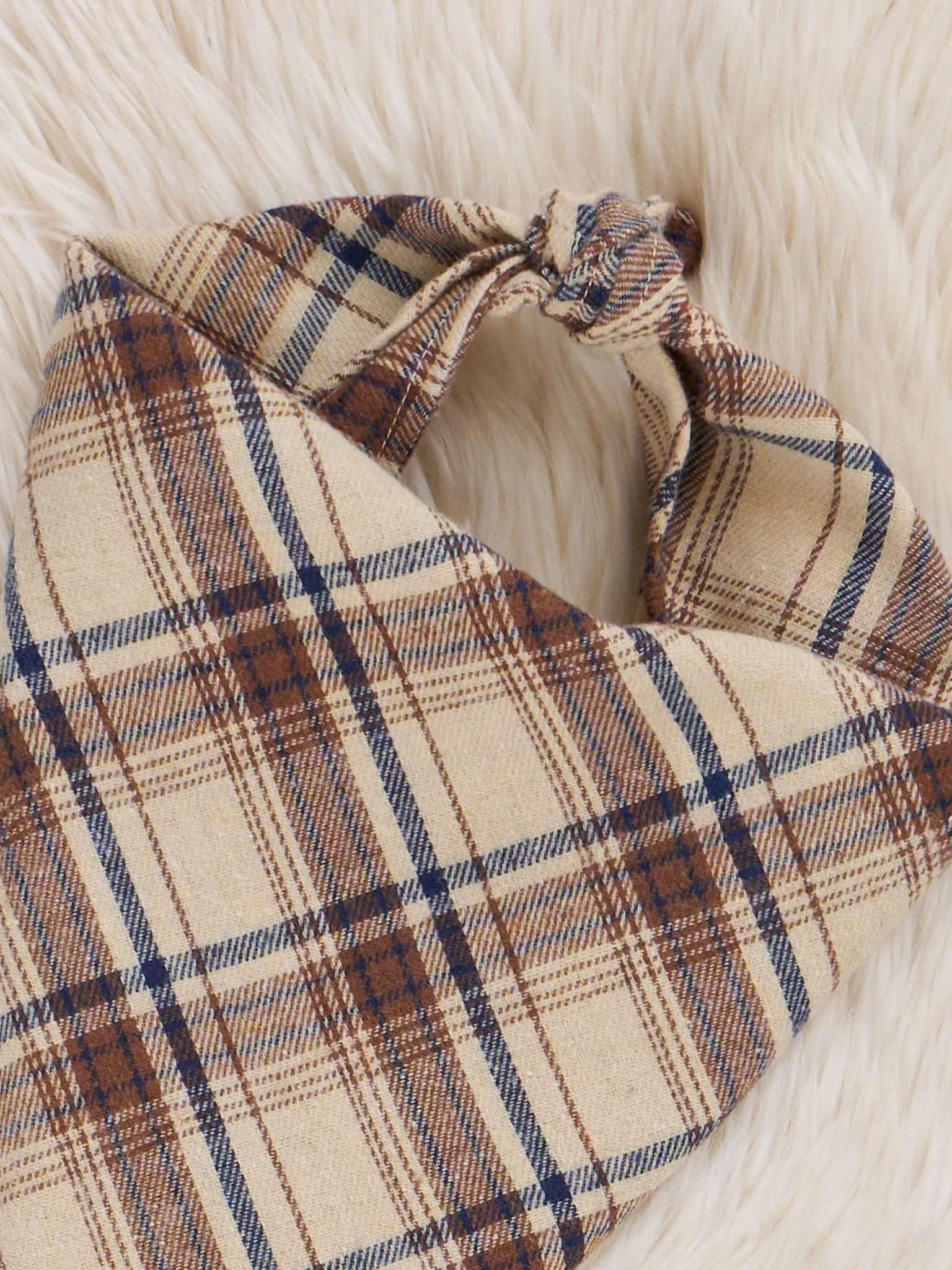 Tan Plaid Dog Bandana - Image 2