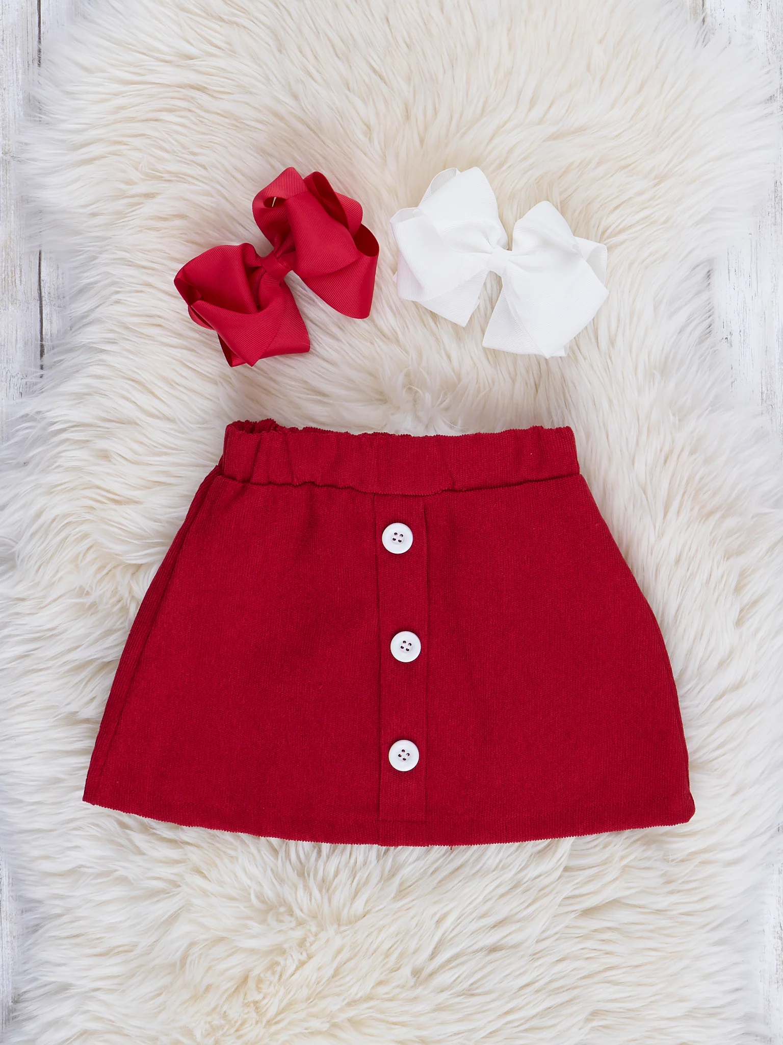 Tan & Red Friendly Reindeer Ruffle Outfit w/ Skirt - Image 4
