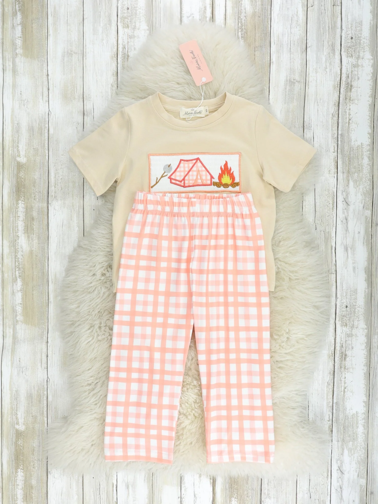 Tan Smocked Camping Outfit - Image 2