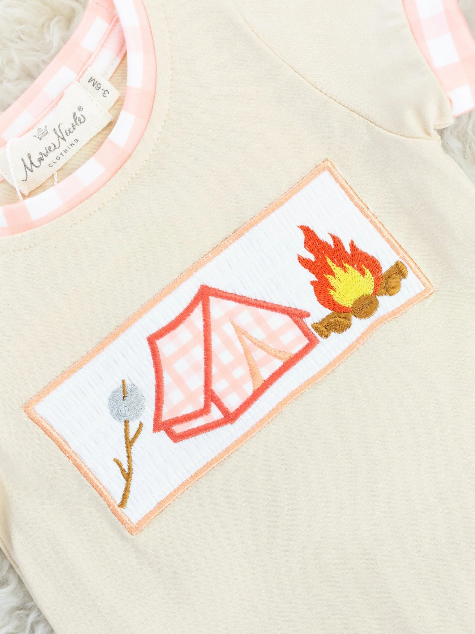Tan Smocked Camping Romper - Image 2