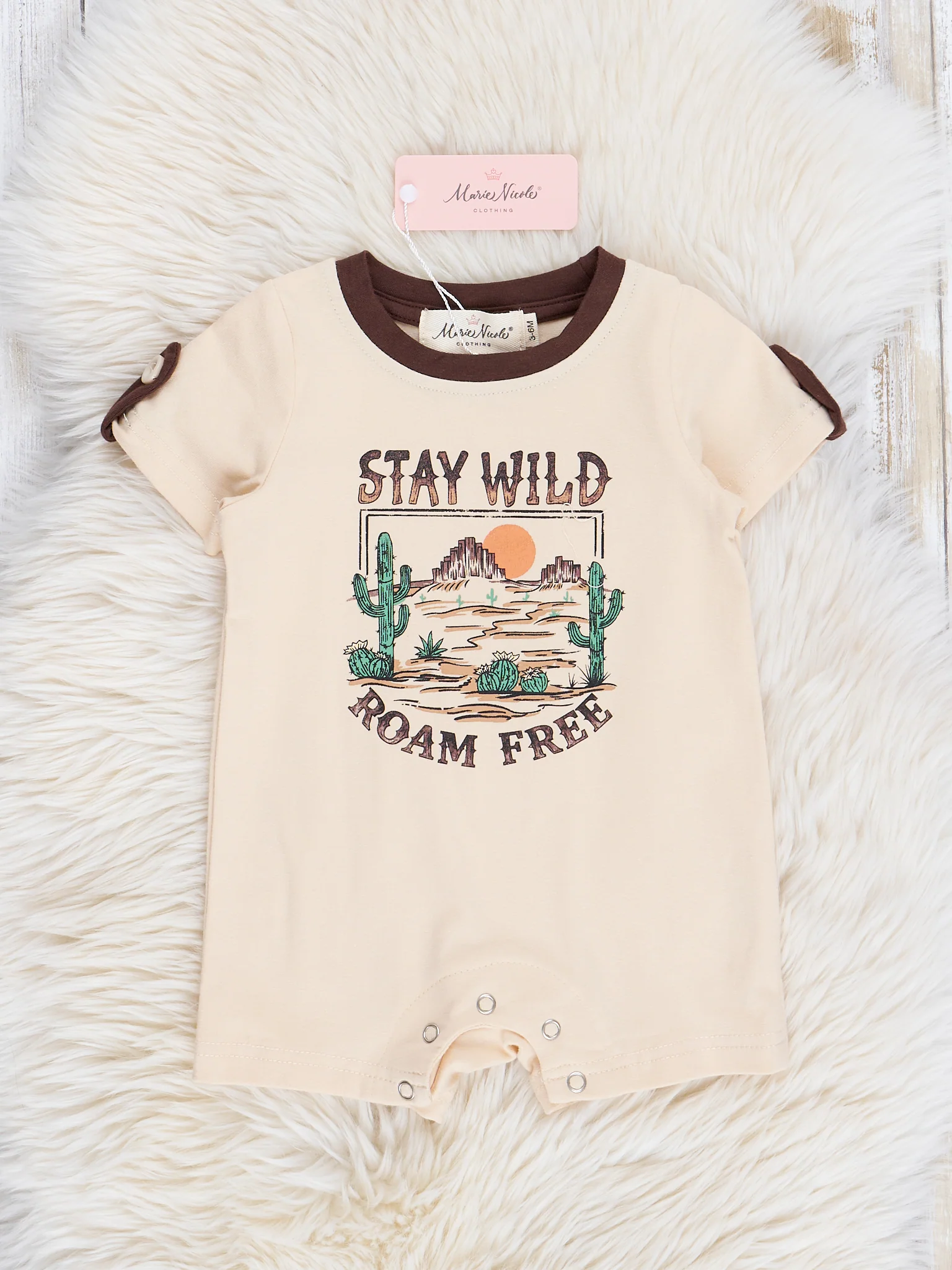 Tan "Stay Wild" Romper