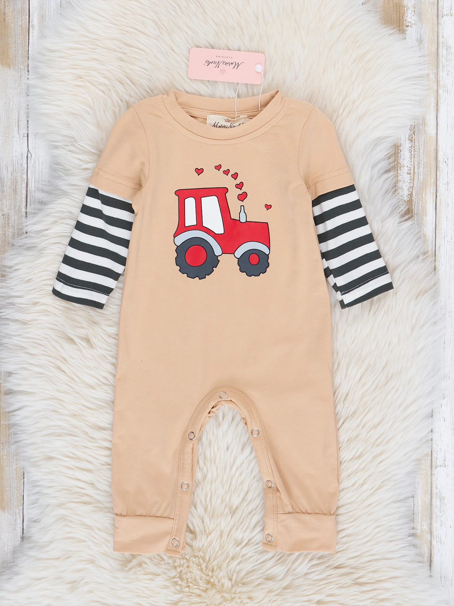 Tan Tractor Love Romper