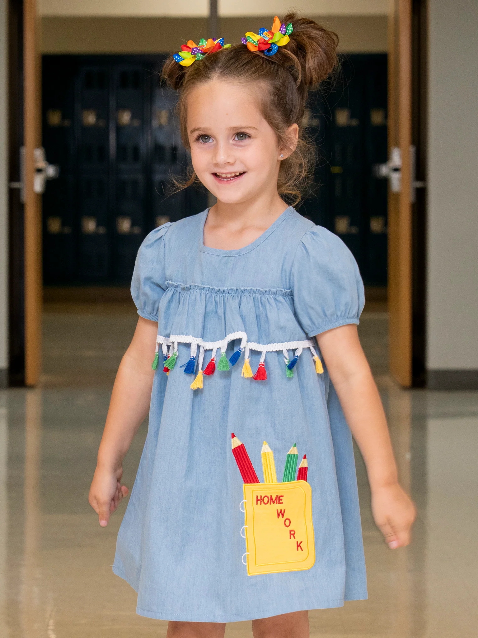 Tassel Colors Chambray Dress