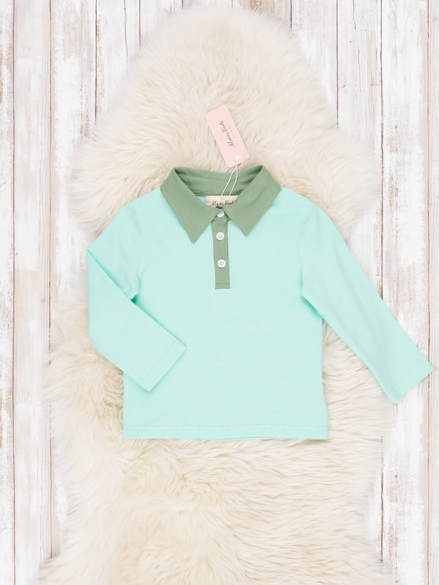 Teal and Olive Long Sleeved Polo