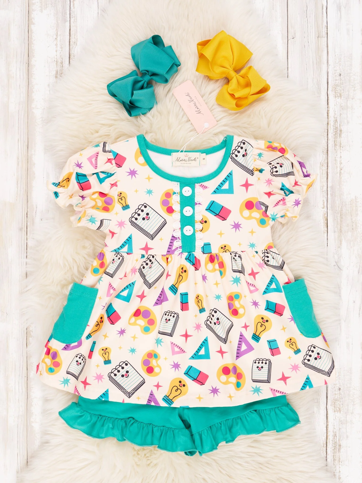Teal Art Class Ruffle Outfit