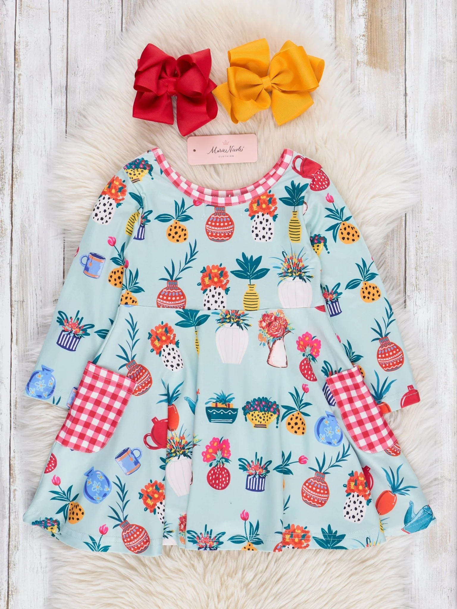 Teal Gardening Gingham Pocket Dress - Image 2