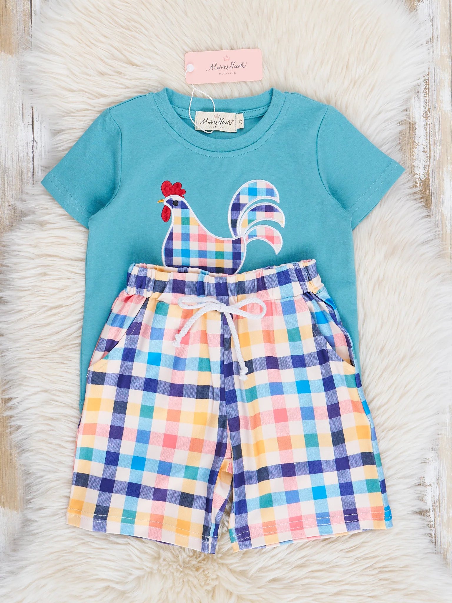 Teal Gingham Chicken Outfit - Image 2
