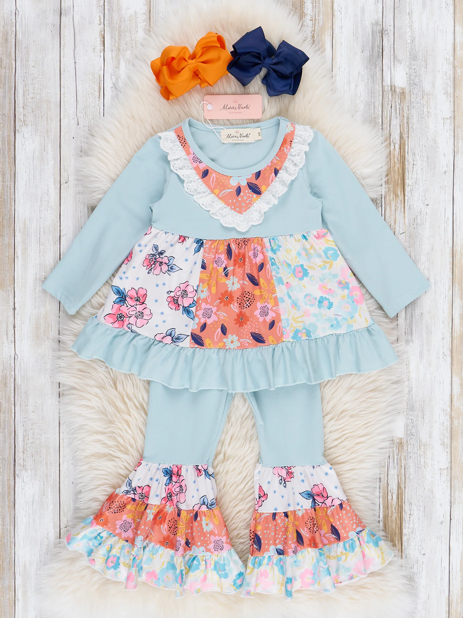 Teal & Orange Garden Ruffle Outfit - Image 2