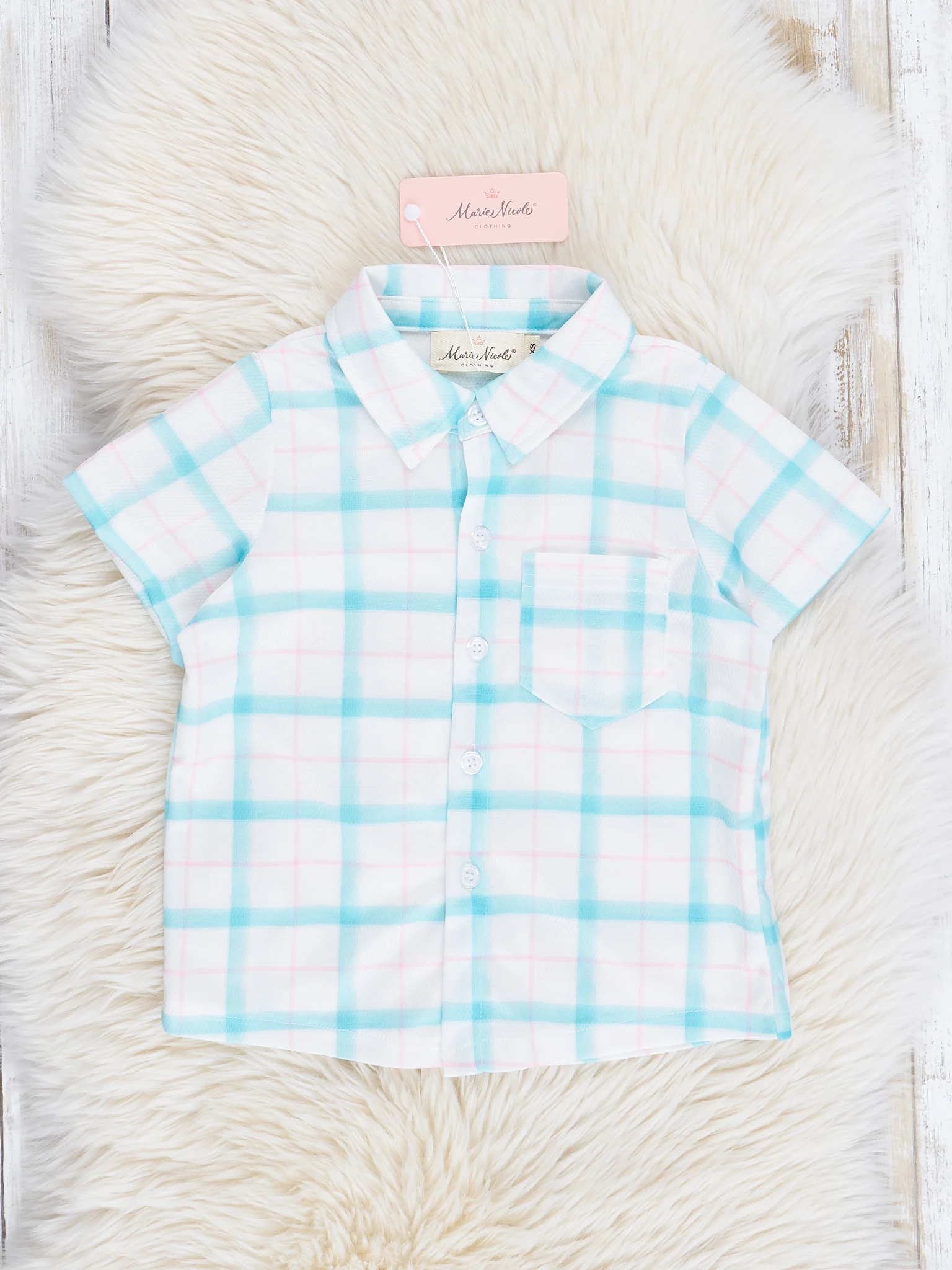 Teal & Pink Plaid Button Up Shirt - Image 2