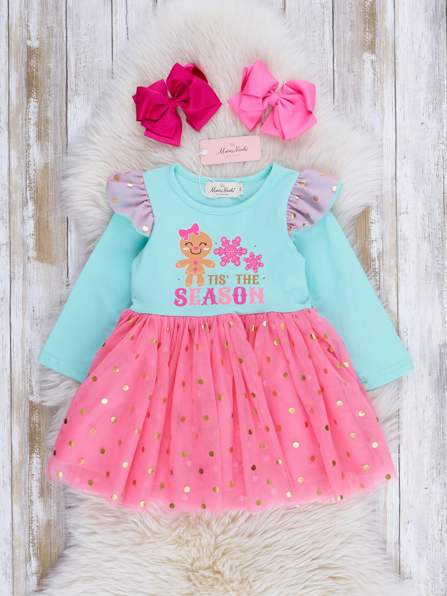 Teal & Pink 'Tis the Season Tulle Dress