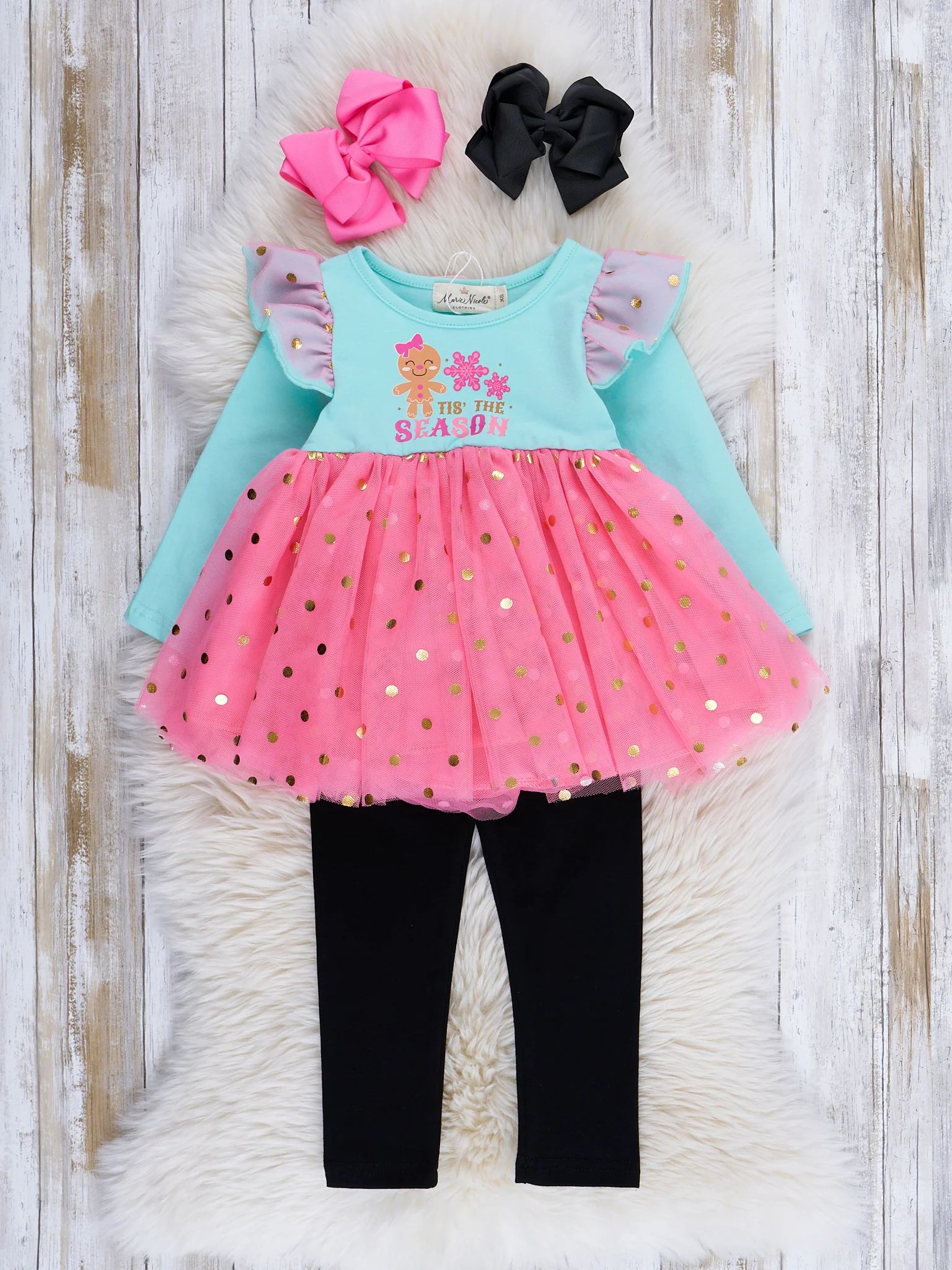 Teal & Pink 'Tis the Season Tulle Outfit