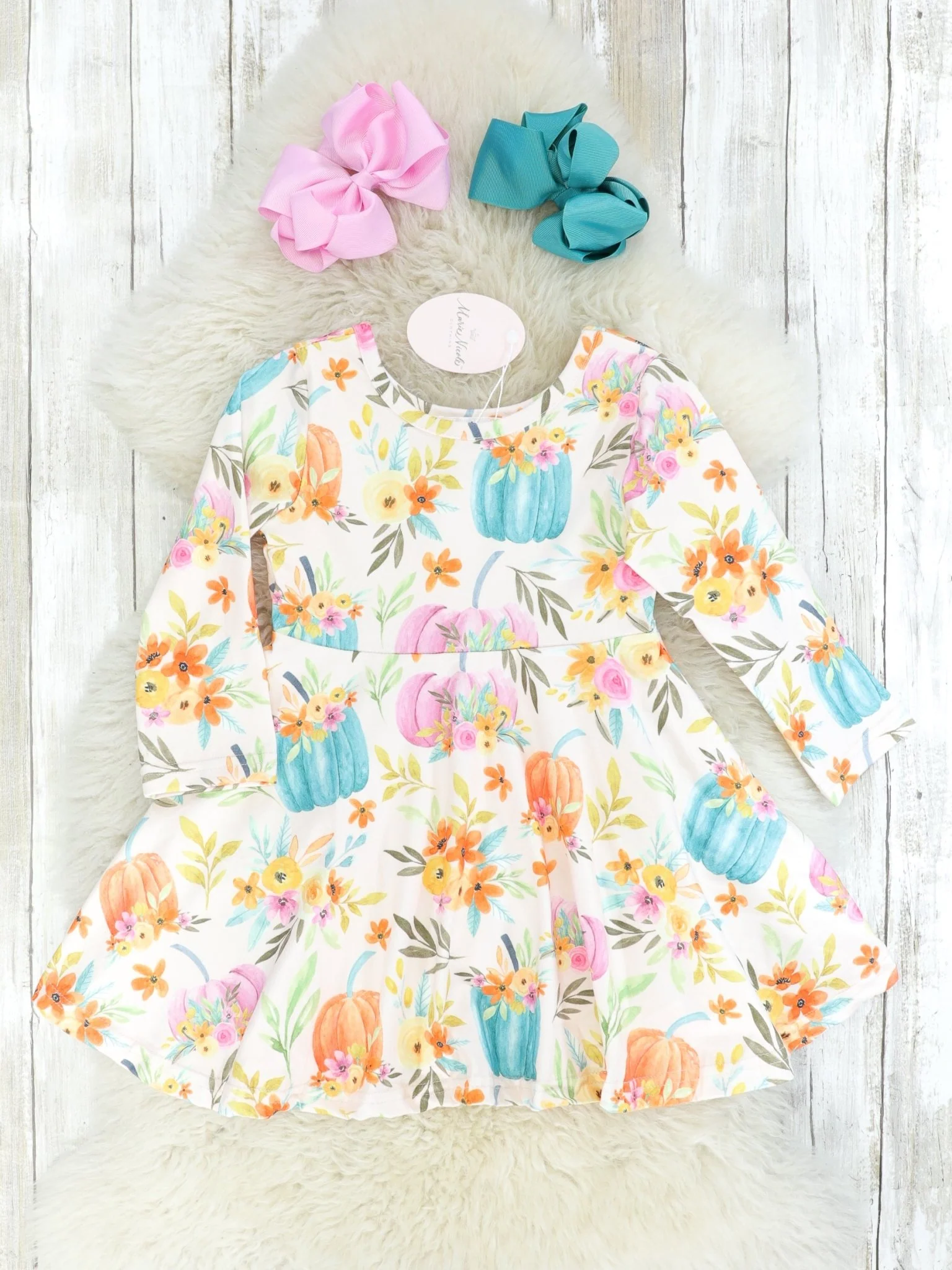 Teal Pumpkin Floral Swing Dress