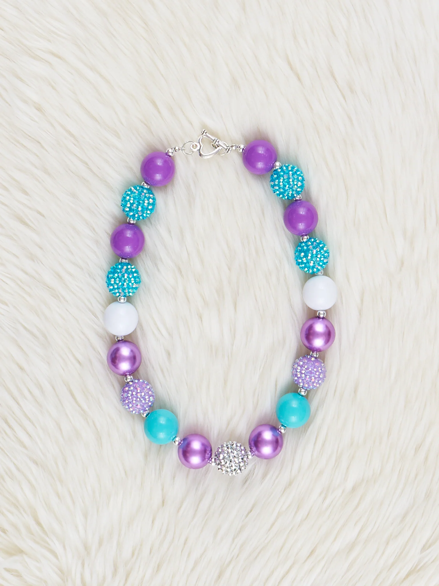 Teal & Purple Sparkle Bubblegum Necklace