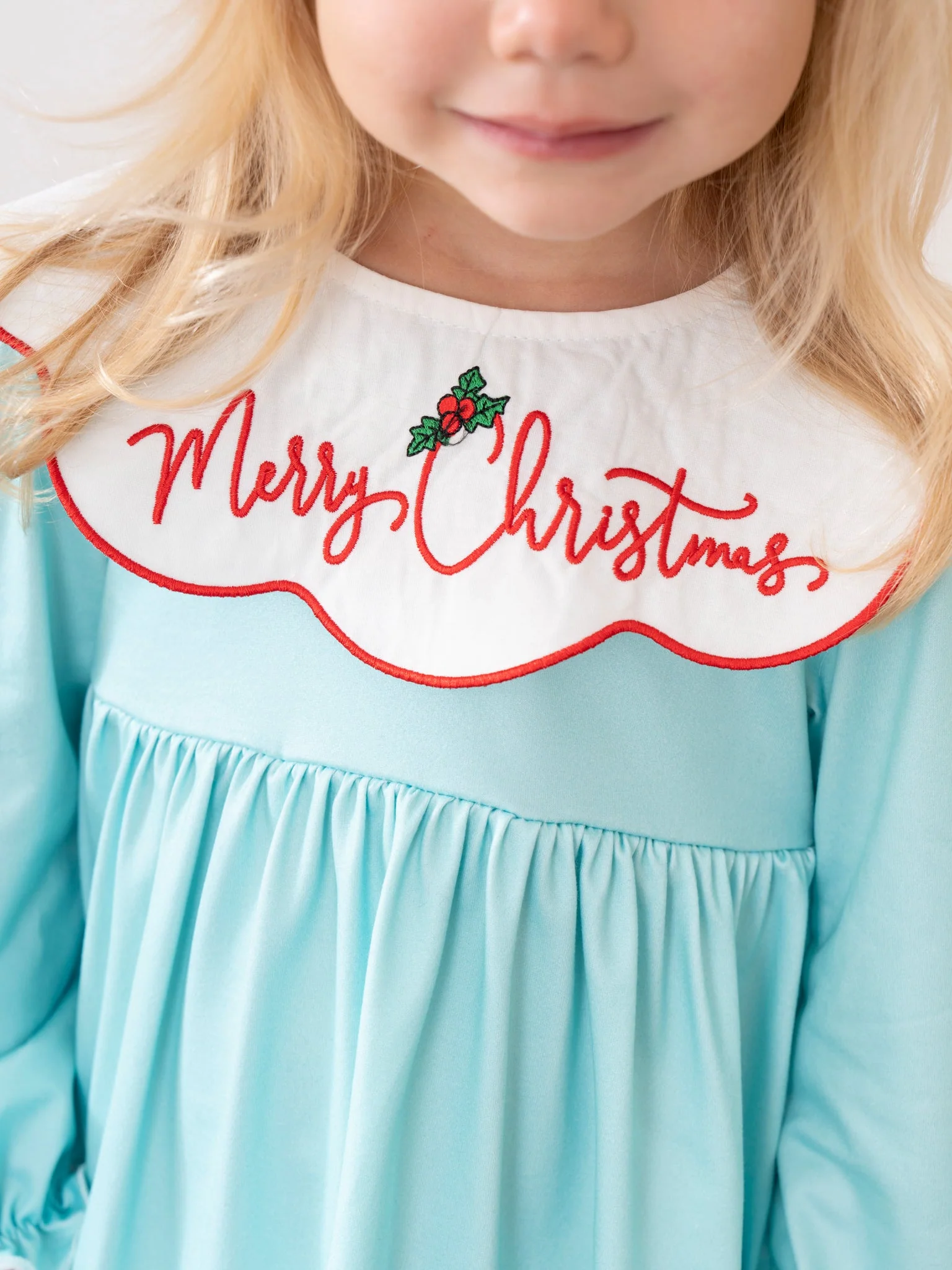 Teal & Red Gingham "Merry Christmas" Dress - Image 4