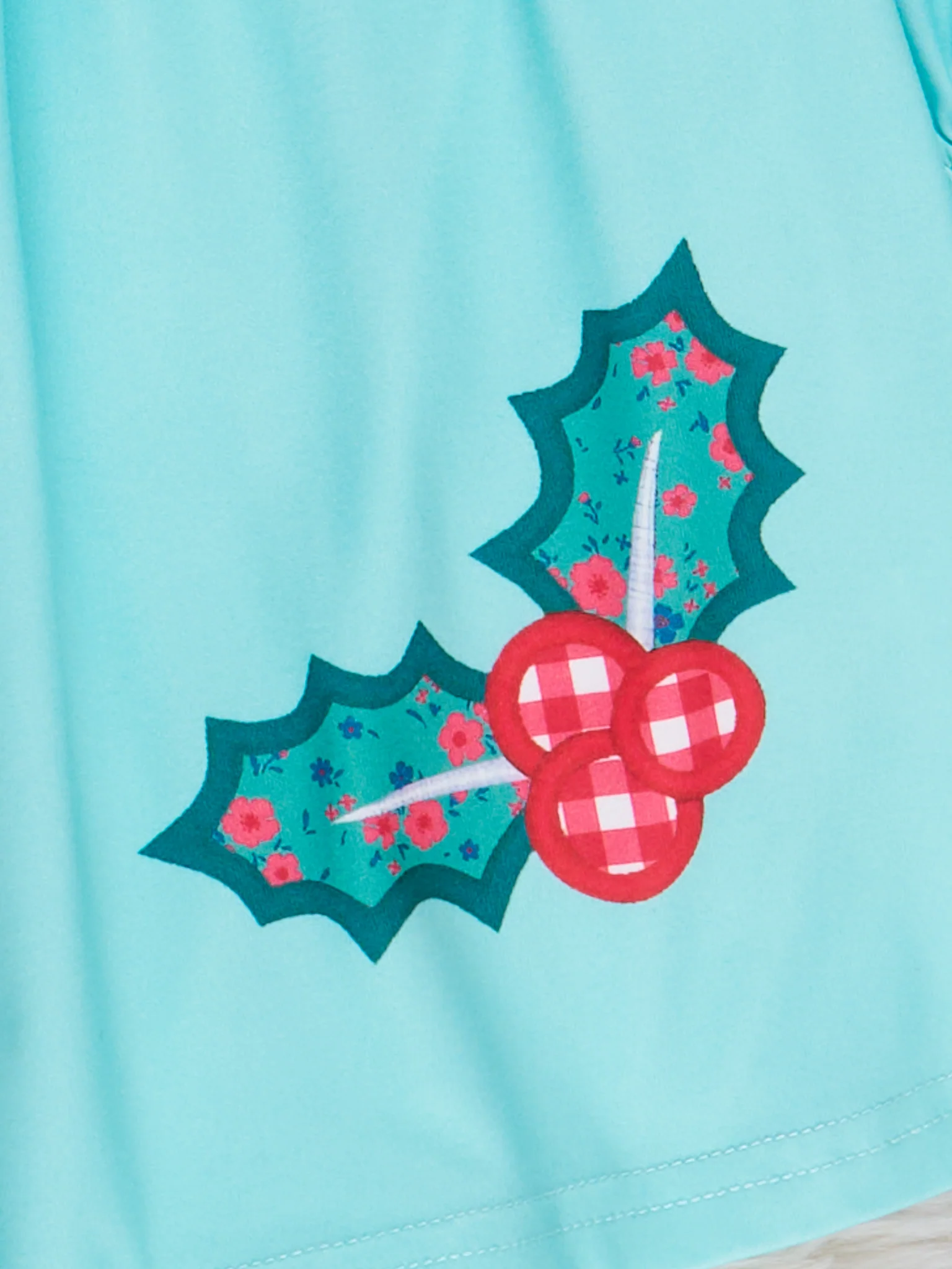 Teal & Red Gingham "Merry Christmas" Dress - Image 5