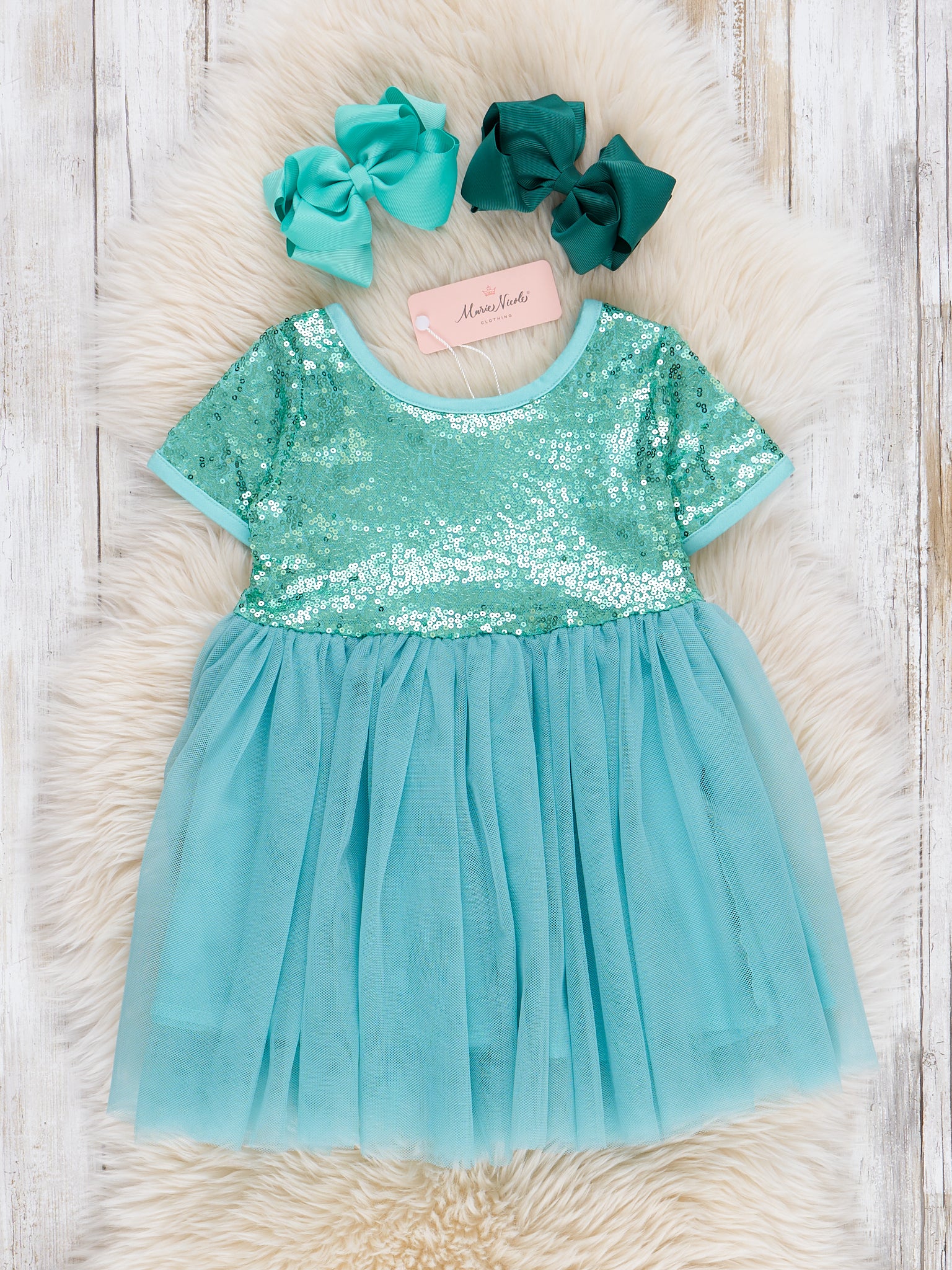 Teal Sparkly Tulle Swing Dress - Image 2