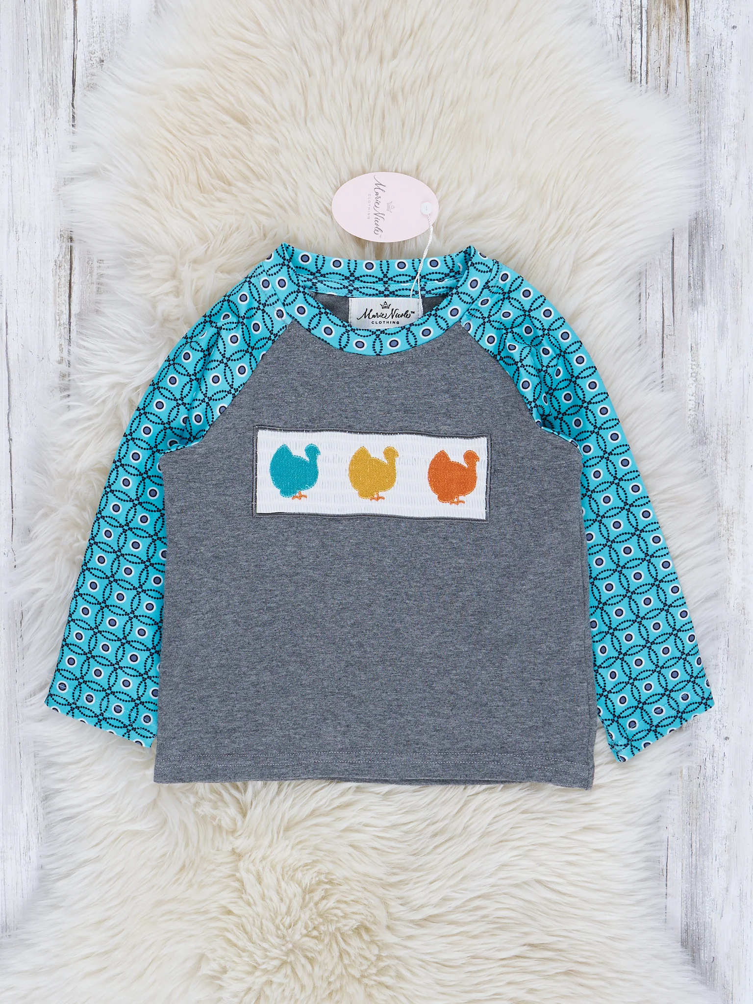 Teal Turkey Smocked Shirt - Image 3