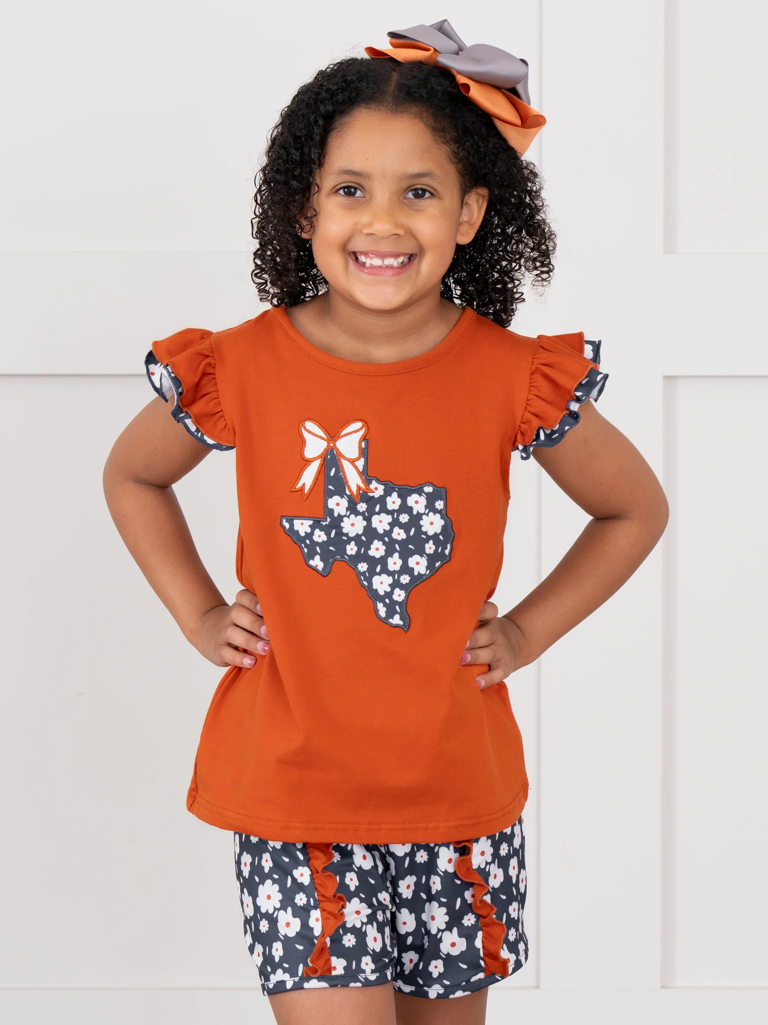 Texas Embroidered Floral Ruffle Outfit