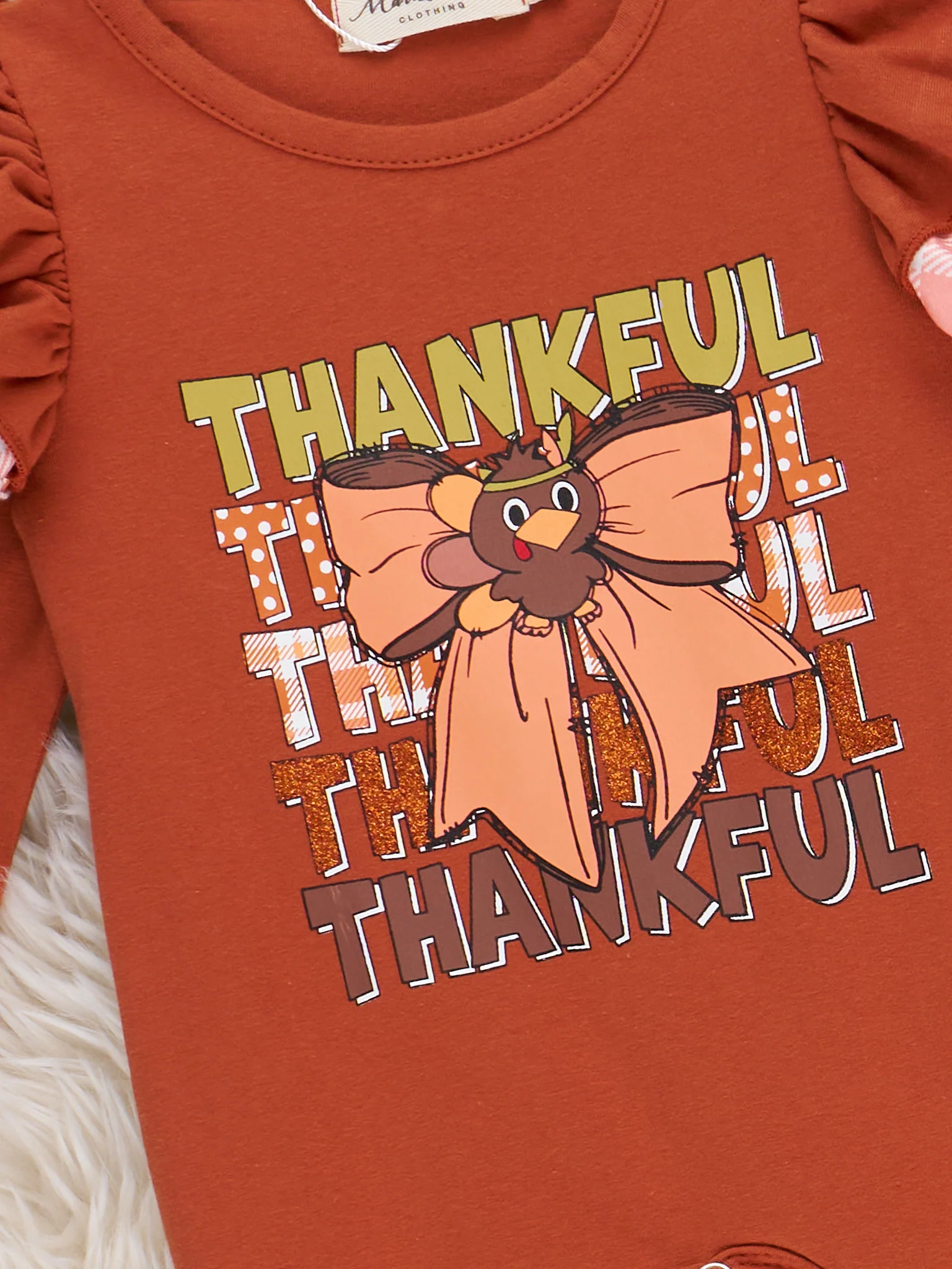 "Thankful" Bow Ruffle Romper - Image 2