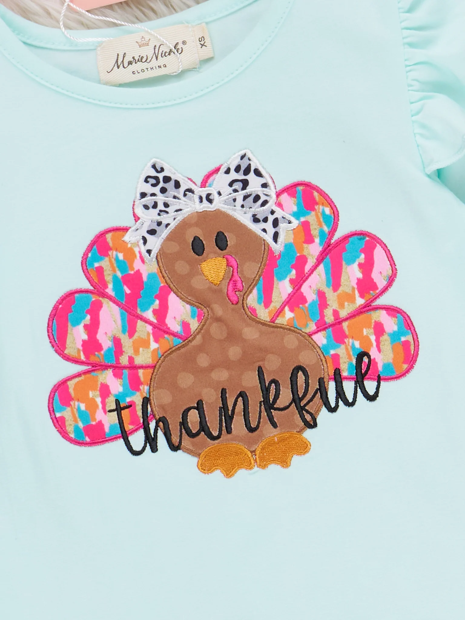 "Thankful" Embroidered Leopard Bell Bottom Outfit - Image 3
