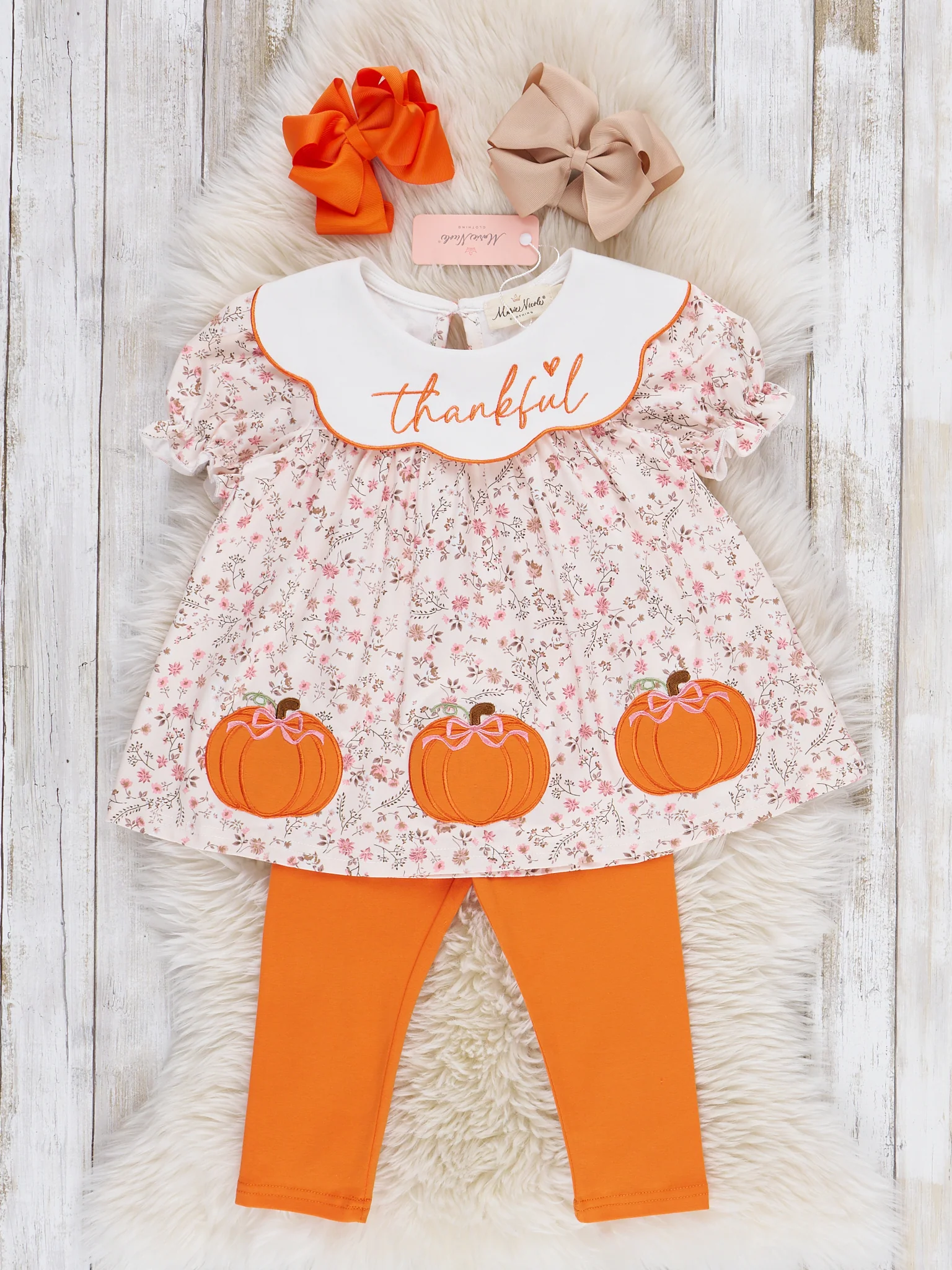 Thankful Pumpkin Embroidered Outfit - Image 2