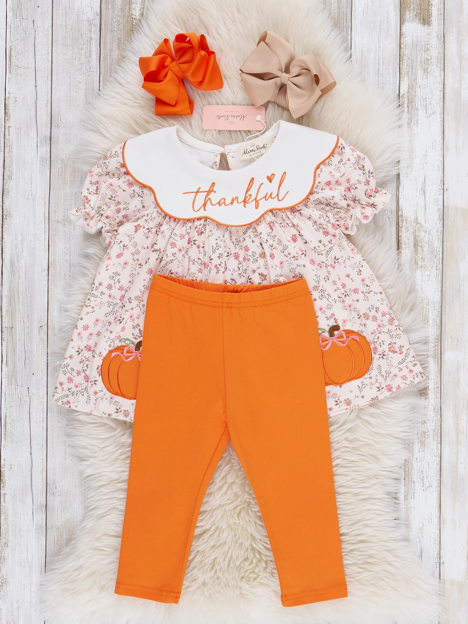 Thankful Pumpkin Embroidered Outfit - Image 3