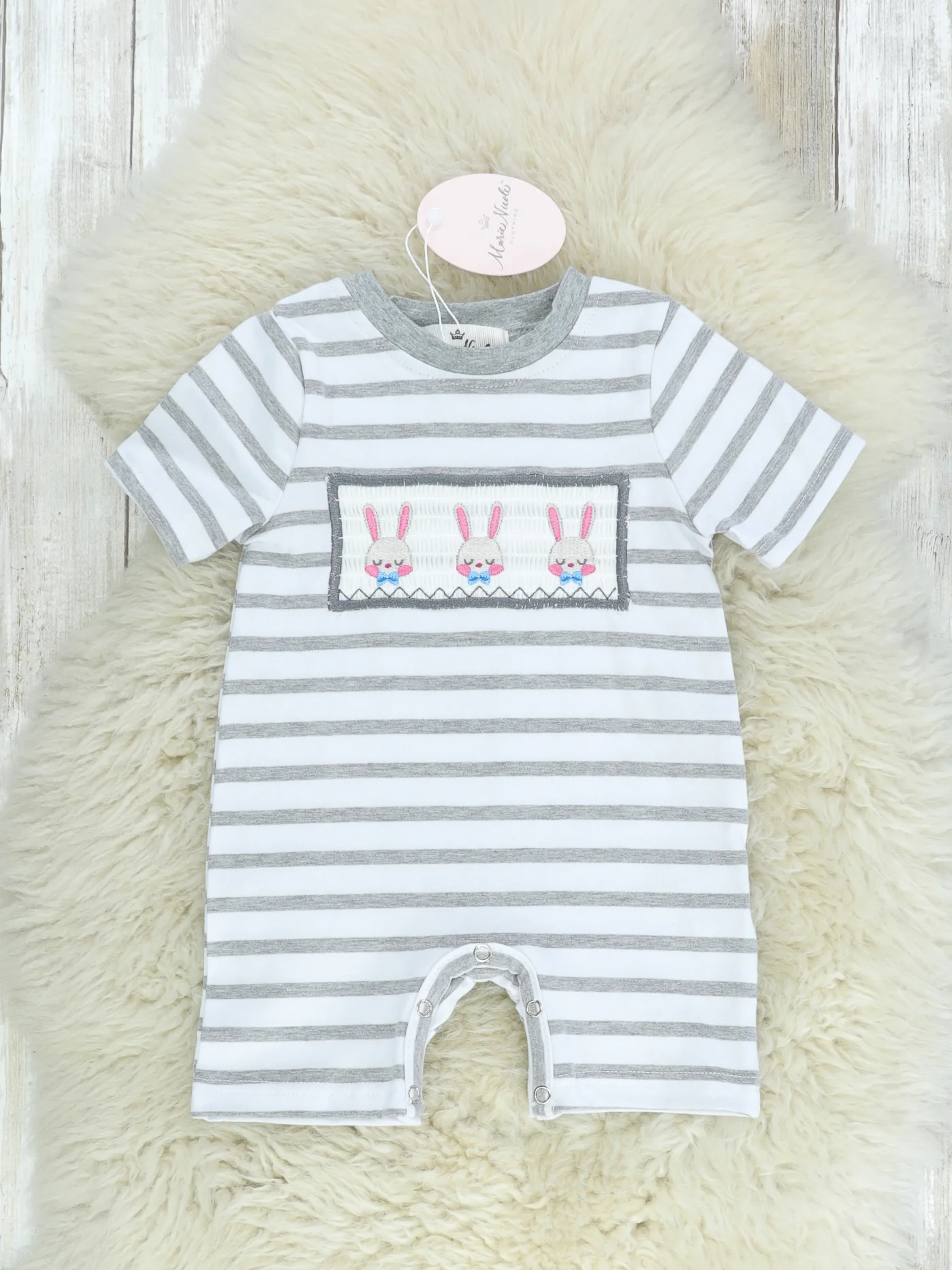Three Easter Bunny Shorts Romper