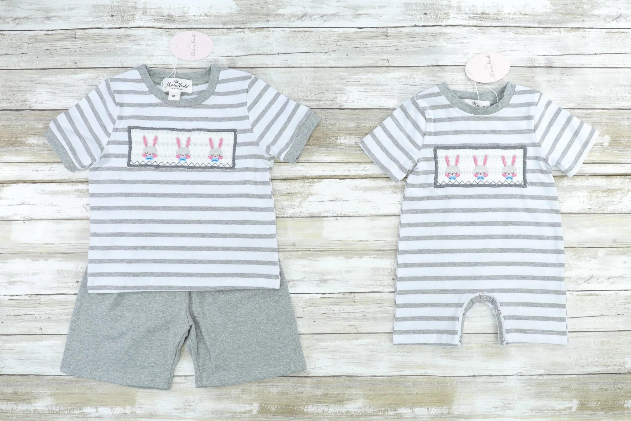 Three Easter Bunny Shorts Romper - Image 2