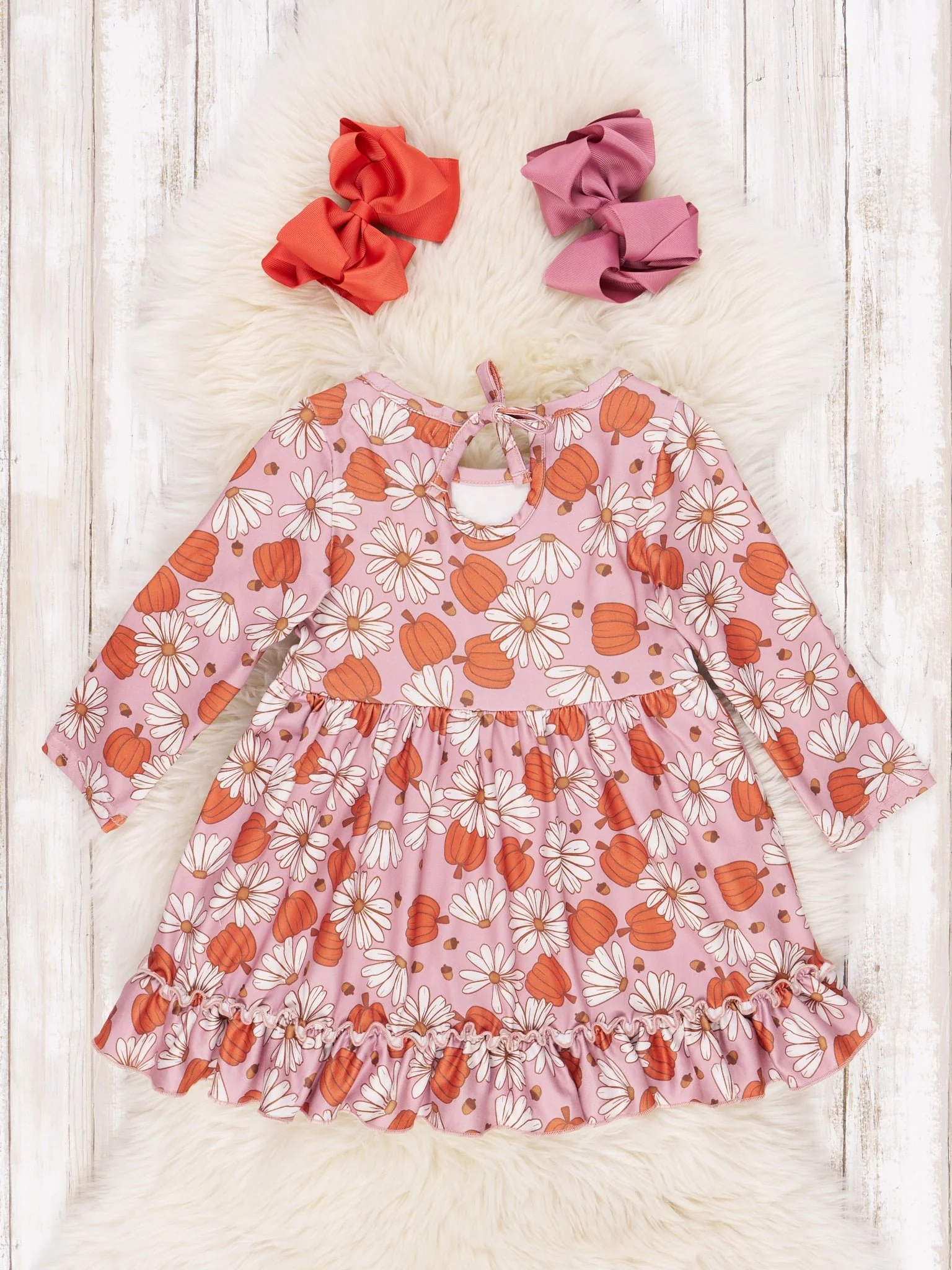 Tie-Back Pumpkin Ruffle Dress - Image 3