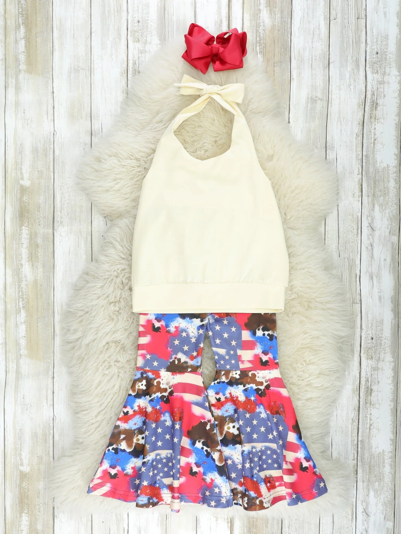 Tie Top & American Flag Bell Bottoms