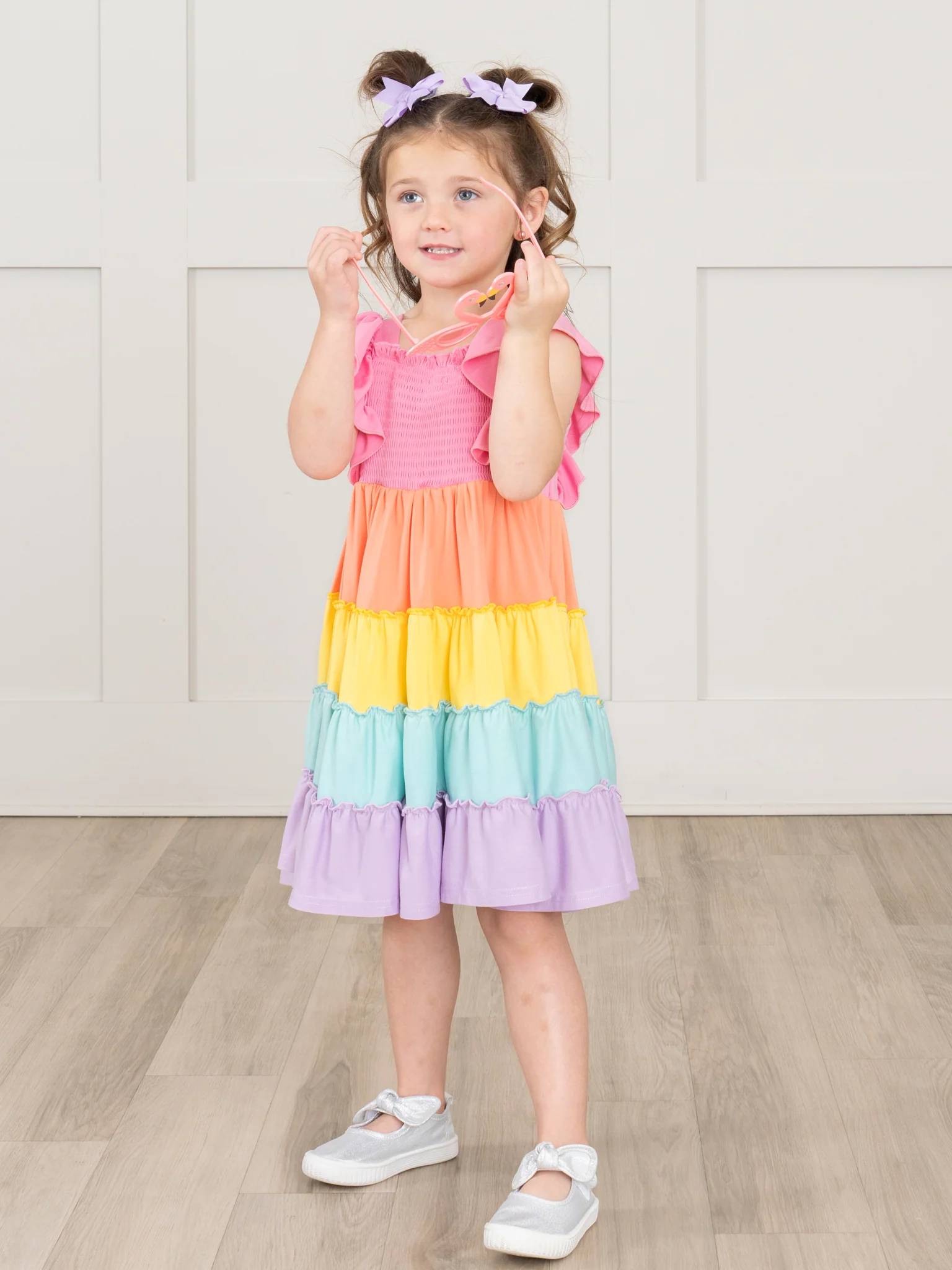 Tiered Color Blocked Rainbow Dress - Image 4