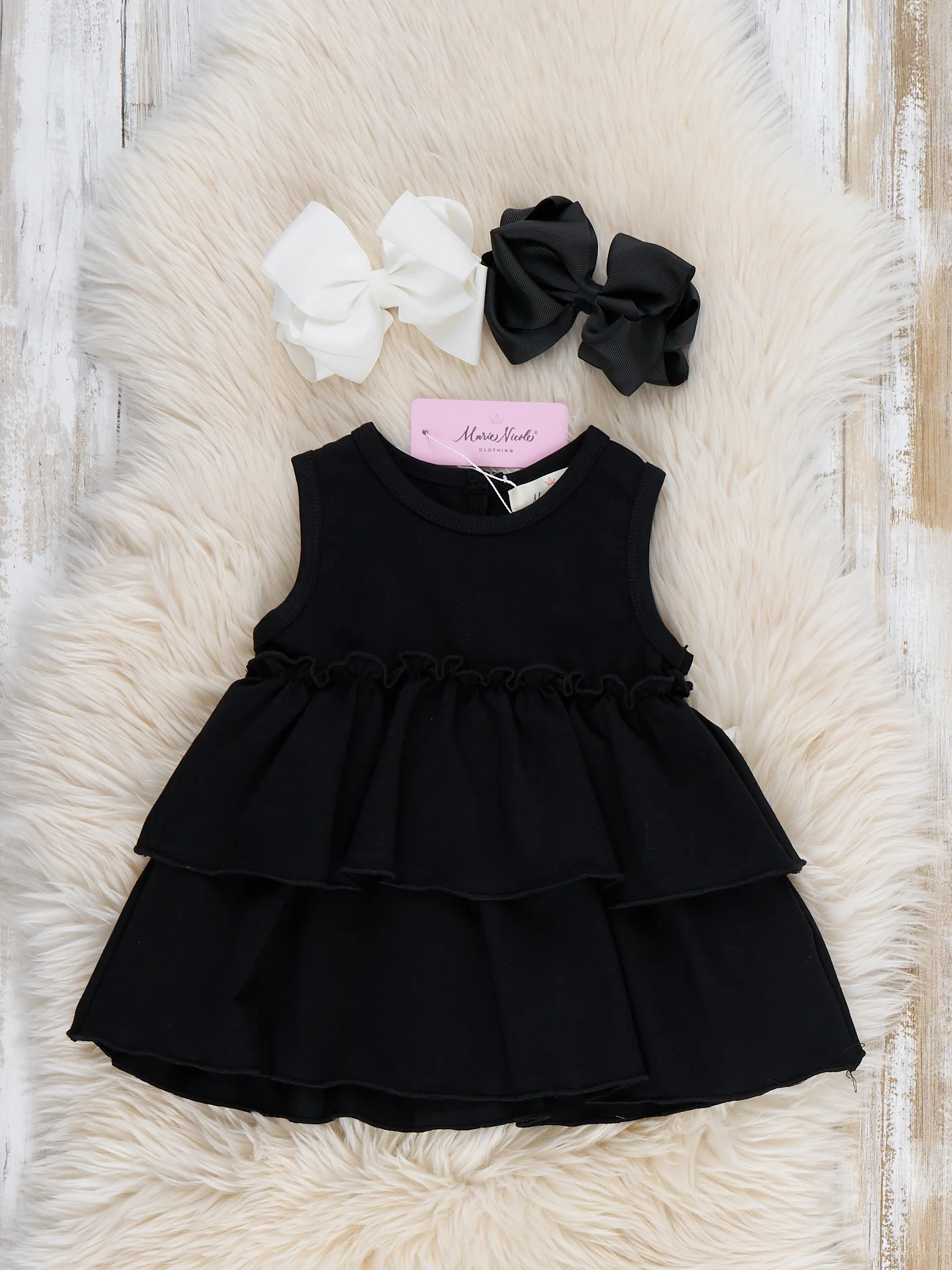 Tiered Cotton Ruffle Tank - Black - Image 2