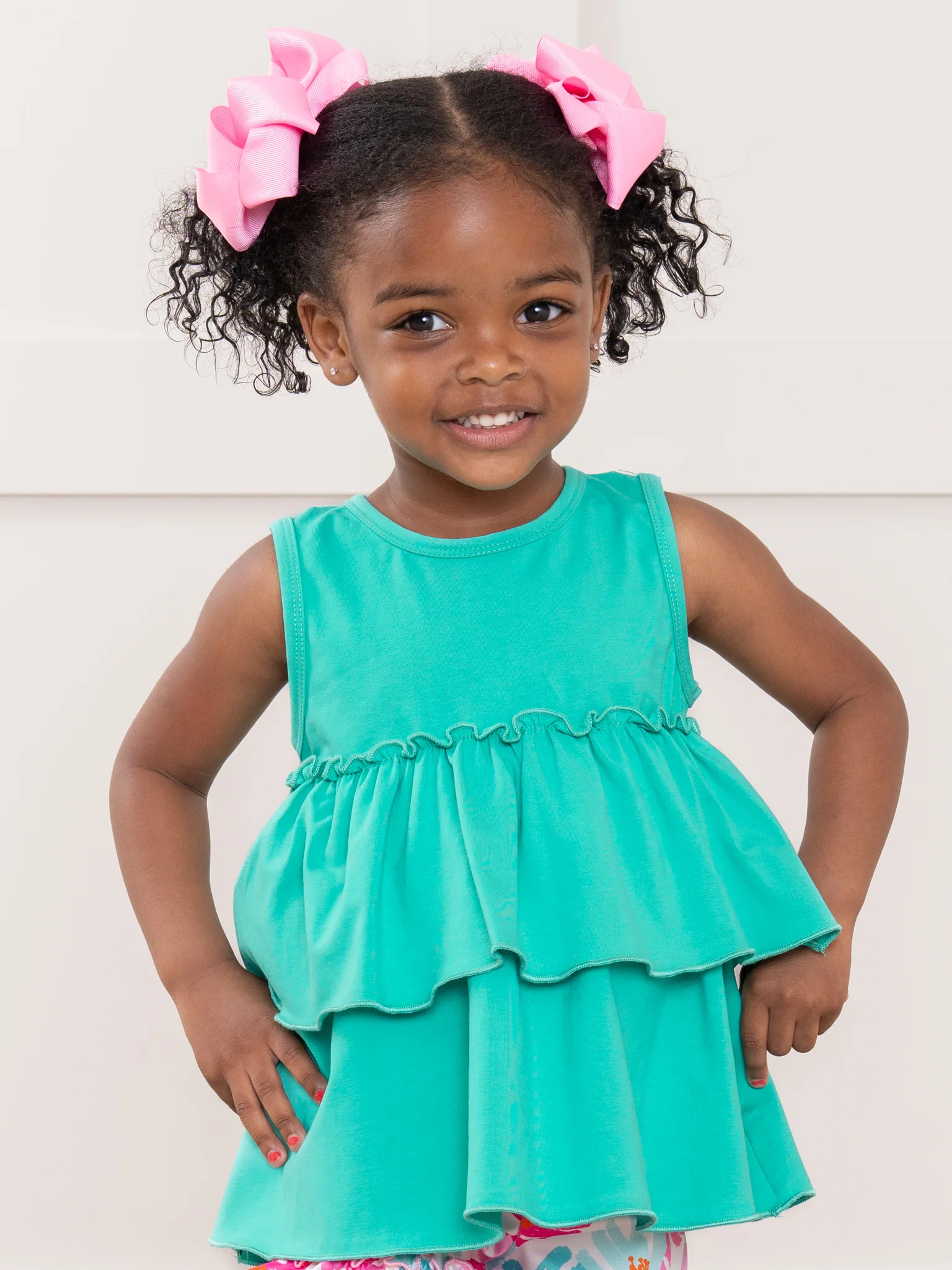 Tiered Cotton Ruffle Tank - Mermaid