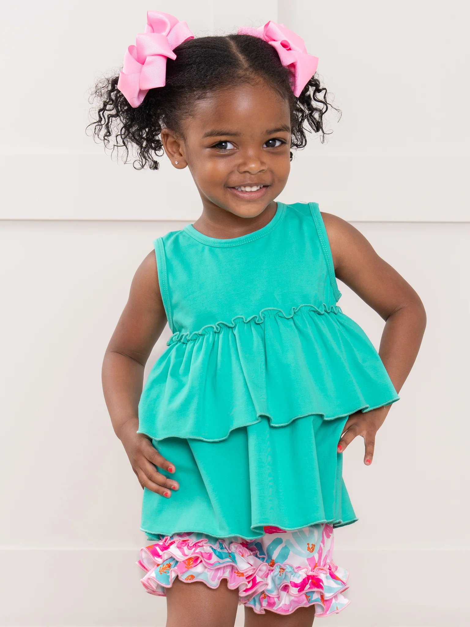 Tiered Cotton Ruffle Tank - Mermaid - Image 5