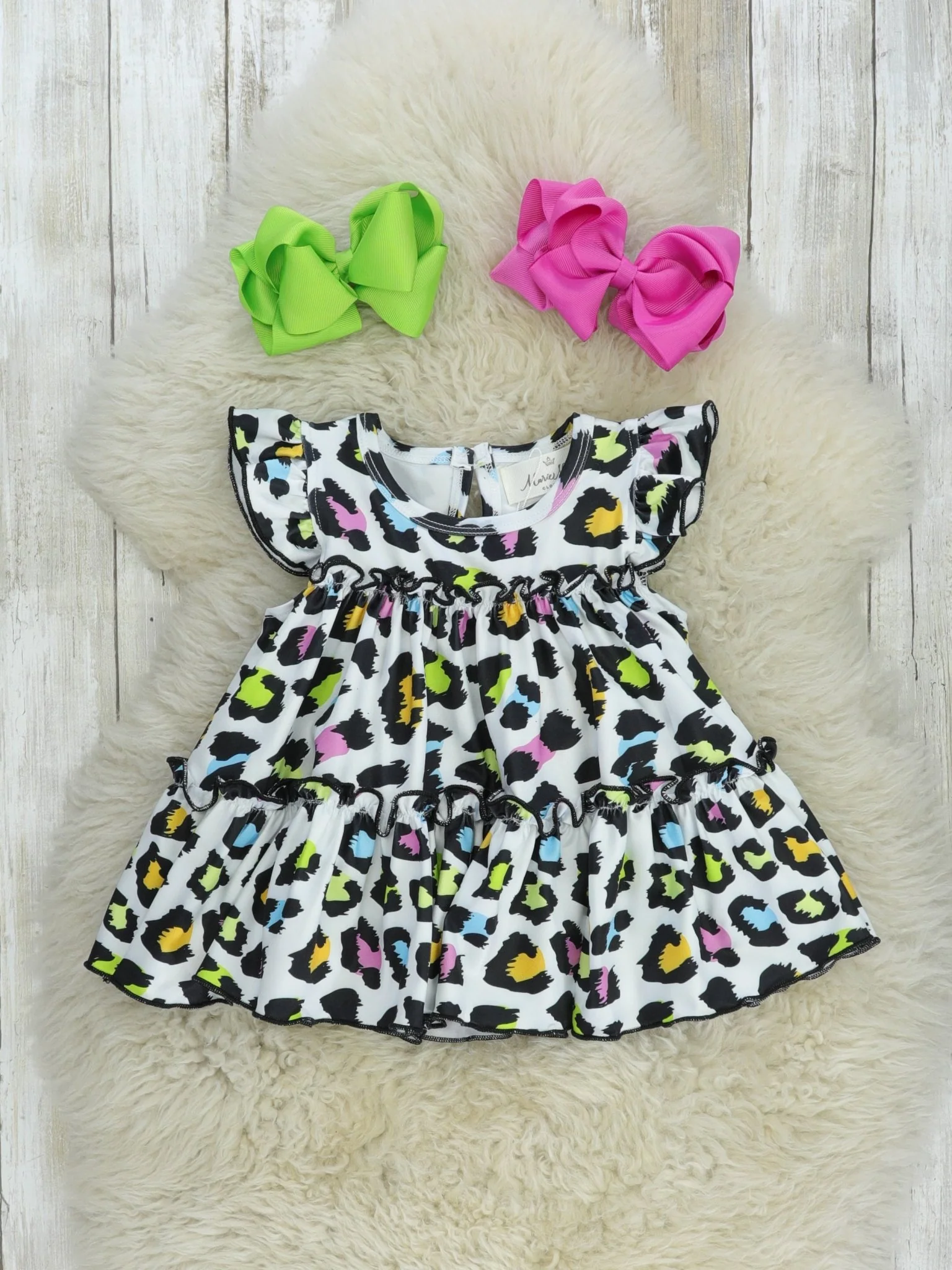 Tiered Ruffle Tunic - Neon Leopard - Image 2