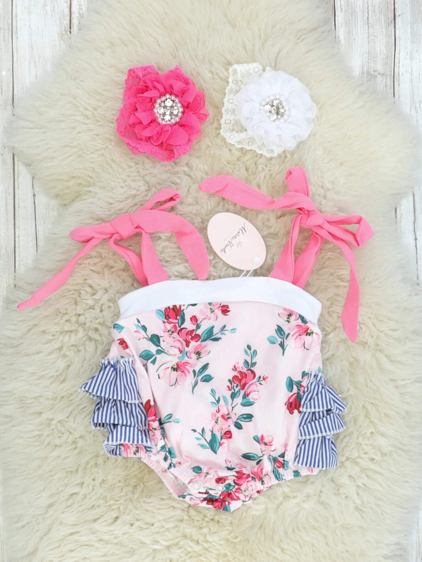 Pink Tie Tiered Ruffle Bubble Romper