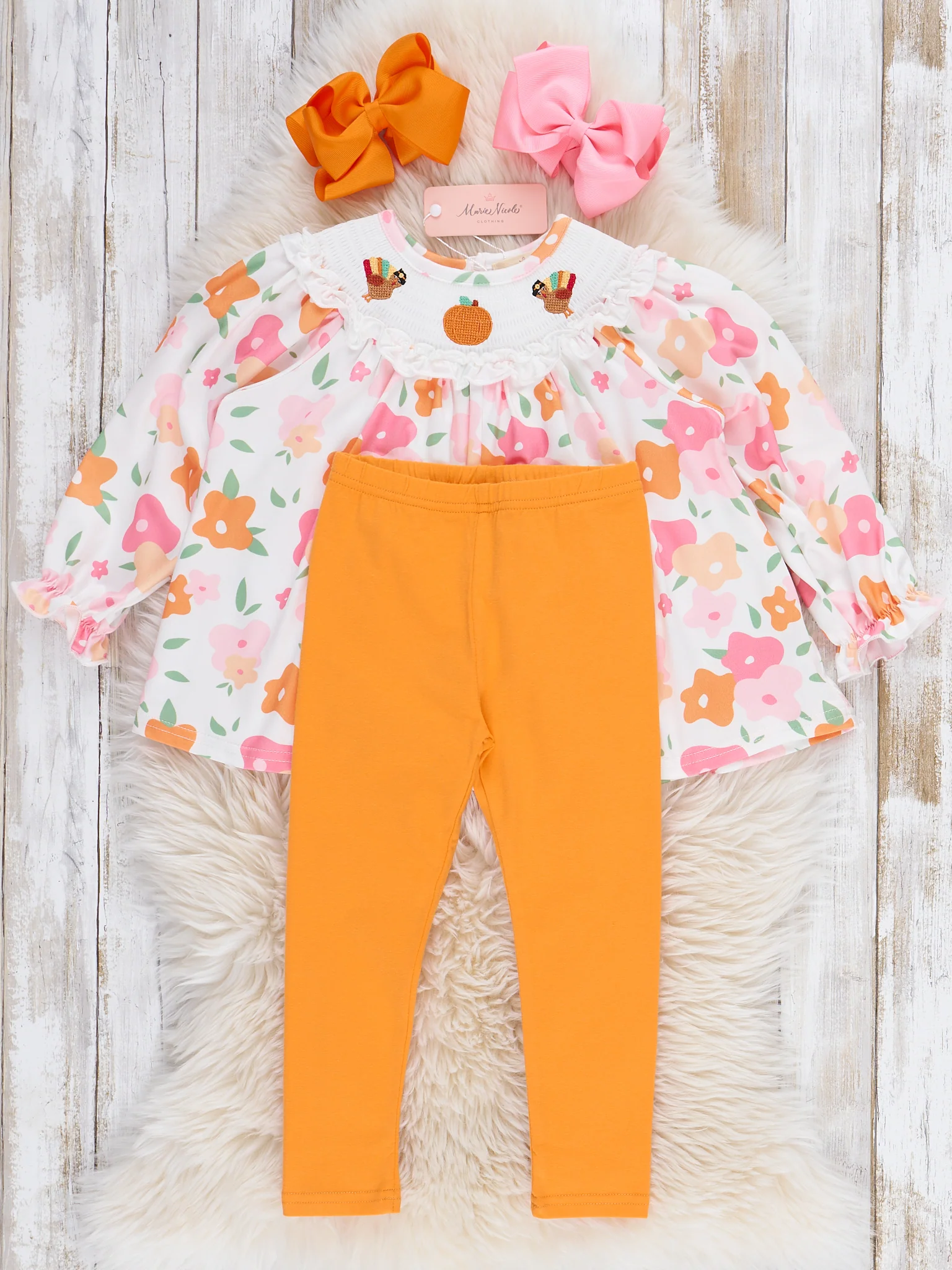 Time For Turkey Smocked Outfit - Image 3